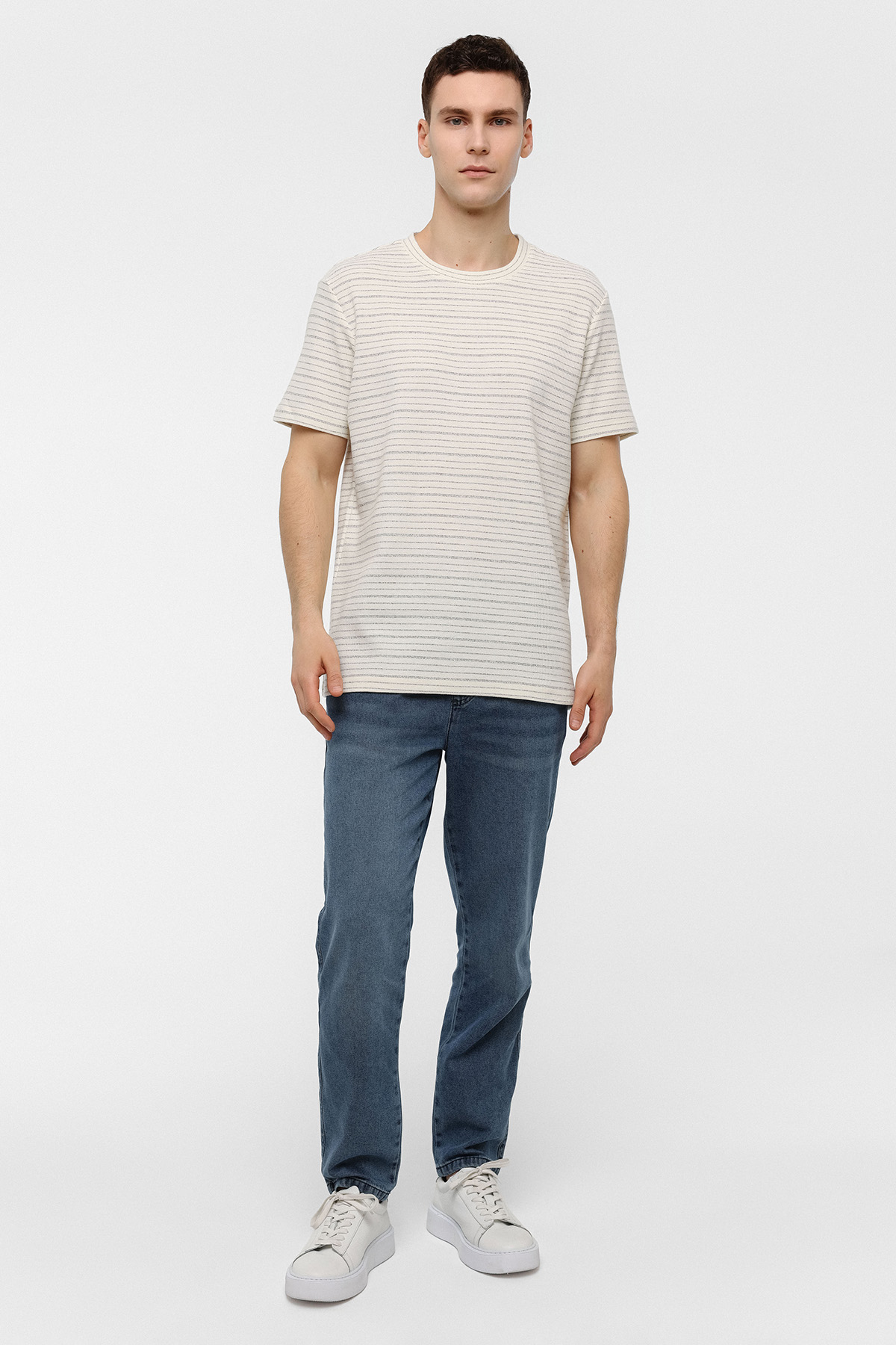 BİSİKLET YAKA ÇİZGİLİ TSHIRT