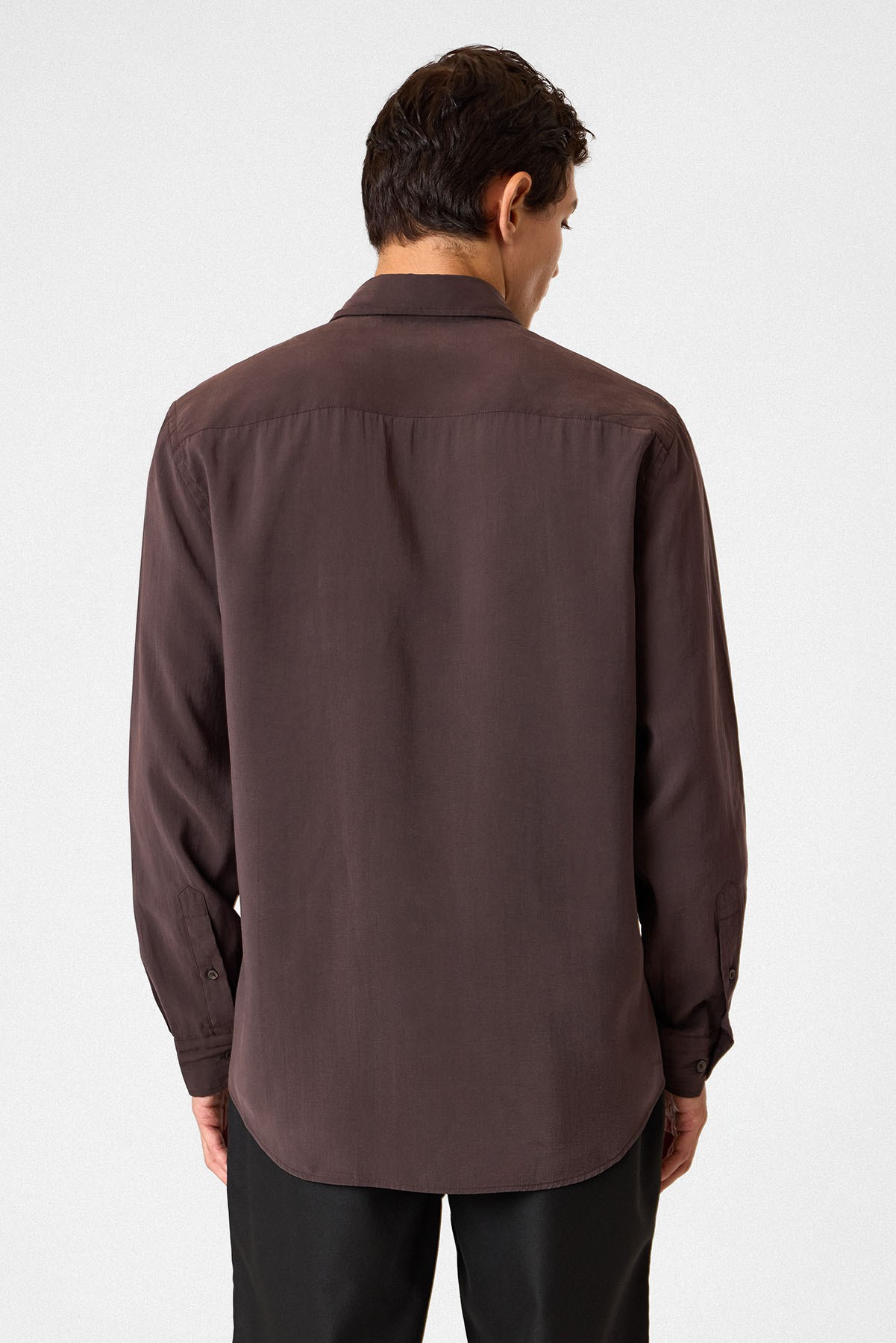 Comfort Fit Kahverengi Uzun Kollu Gömlek