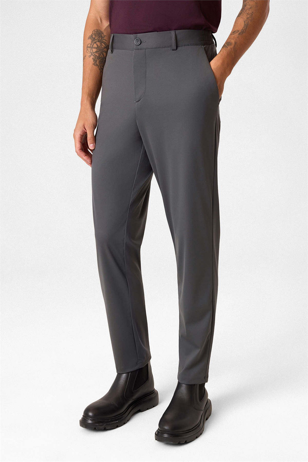 Gri Comfort Fit Jogger Pantolon