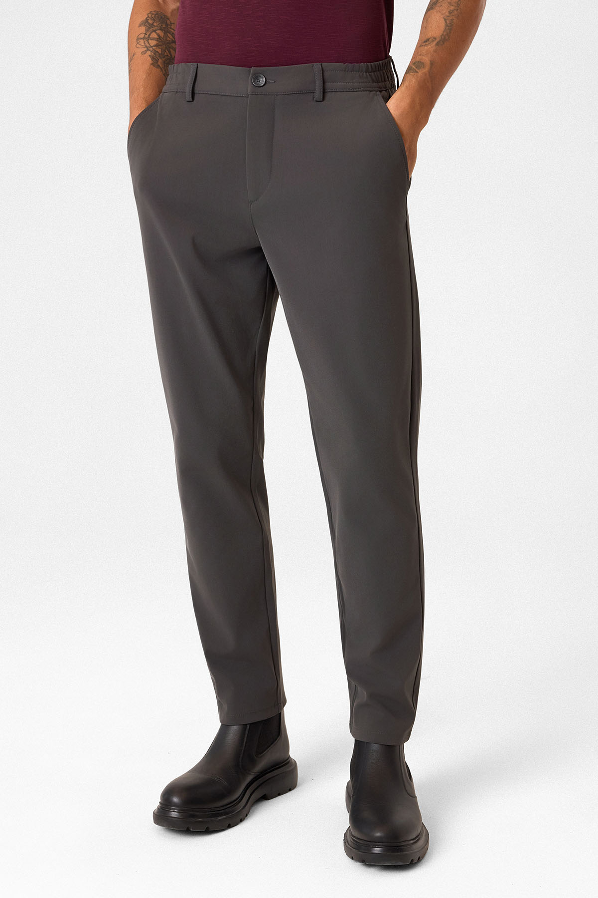 Gri Comfort Slim Jogger Pantolon