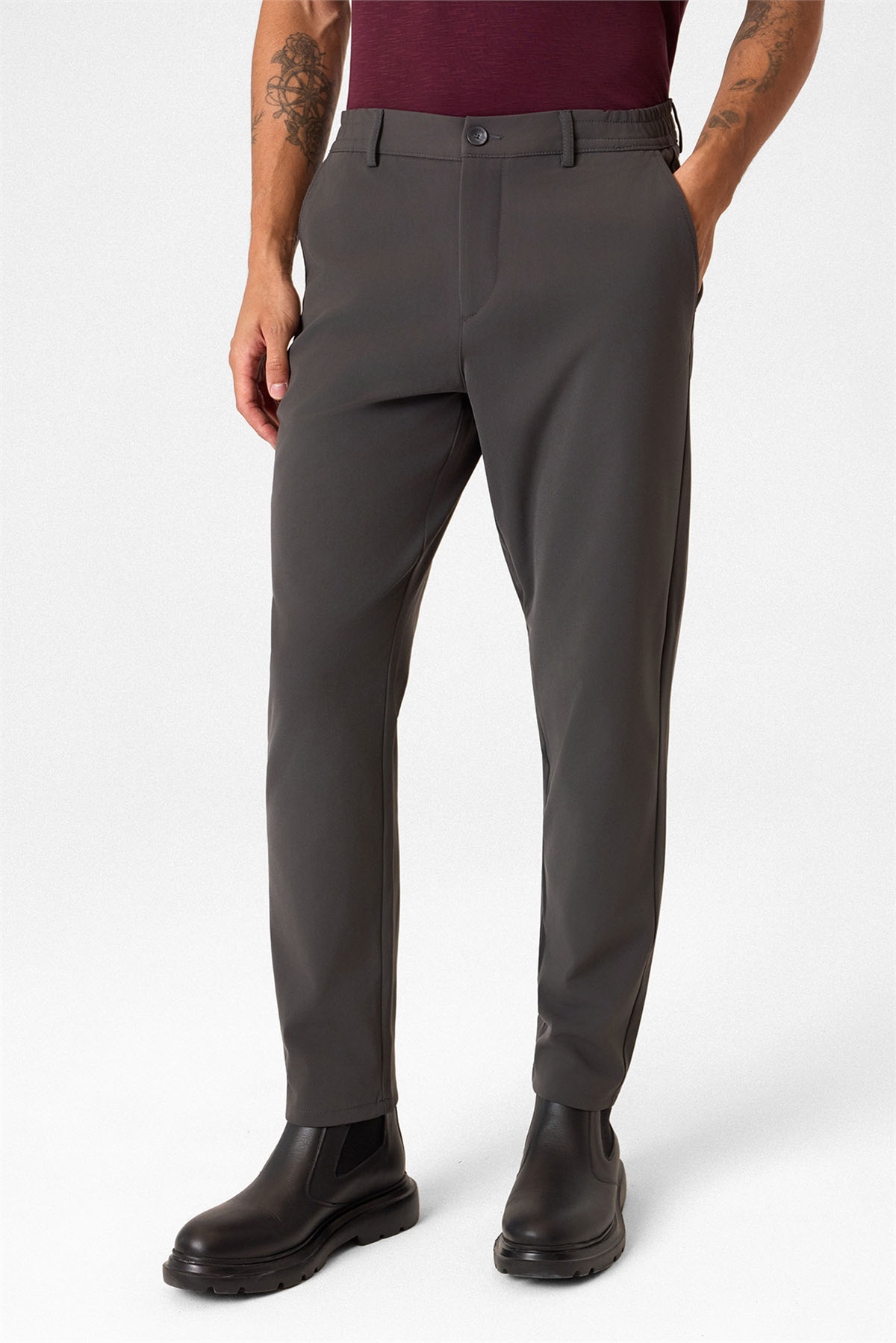Gri Comfort Slim Jogger Pantolon