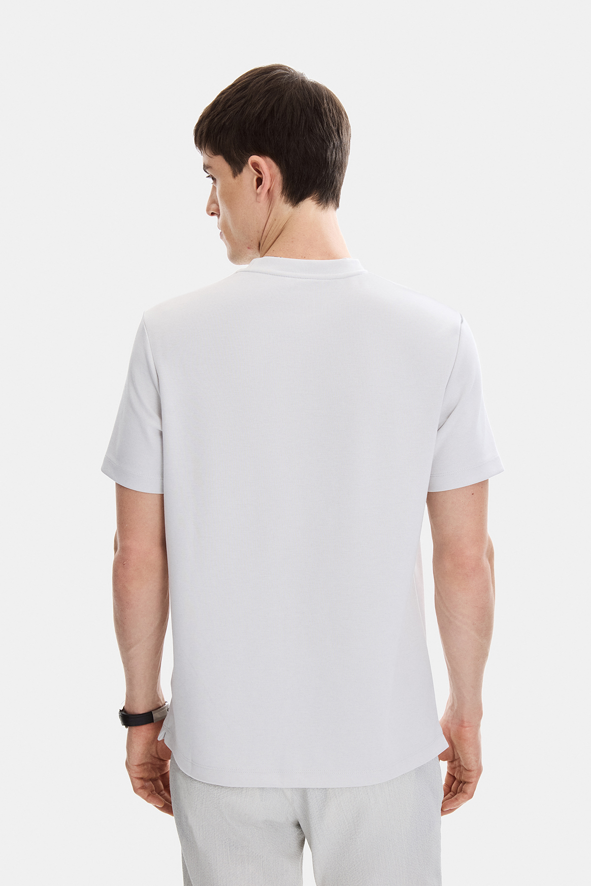 Gri Regular Fit Bisiklet Yaka Basic Tişört