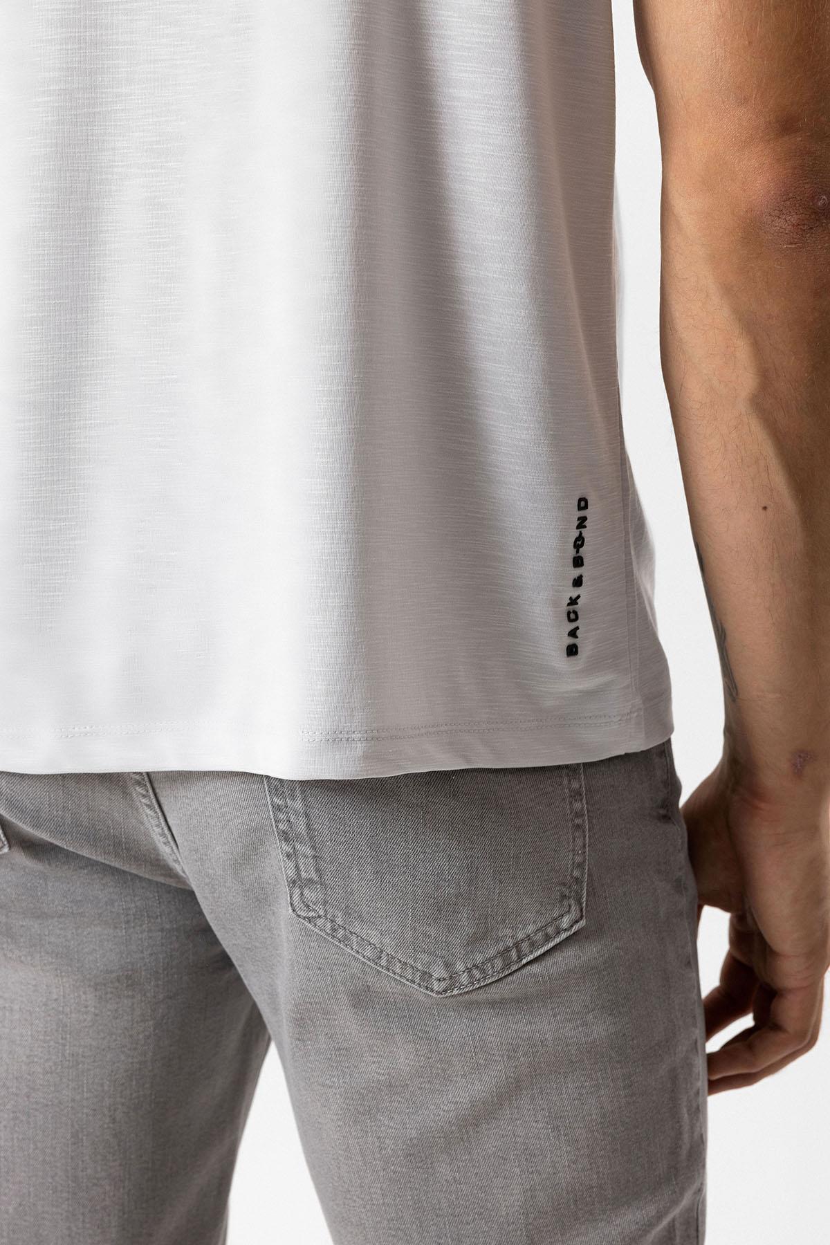Gri Regular Fit Bisiklet Yaka Baskılı Tişört