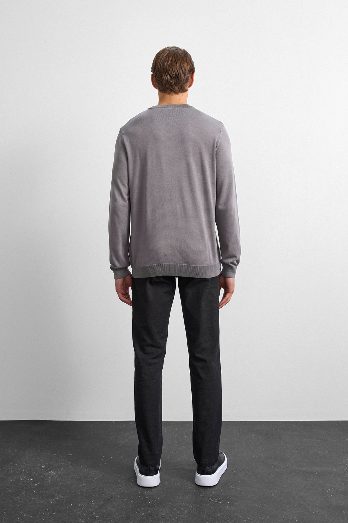 Gri Regular Fit Triko Kazak