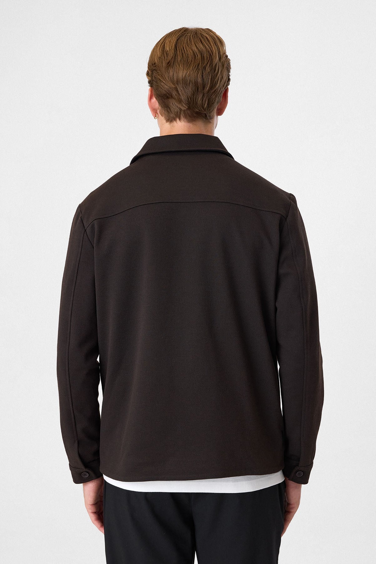 Kahve Regular Fit Fermuarlı Diagonel Mont
