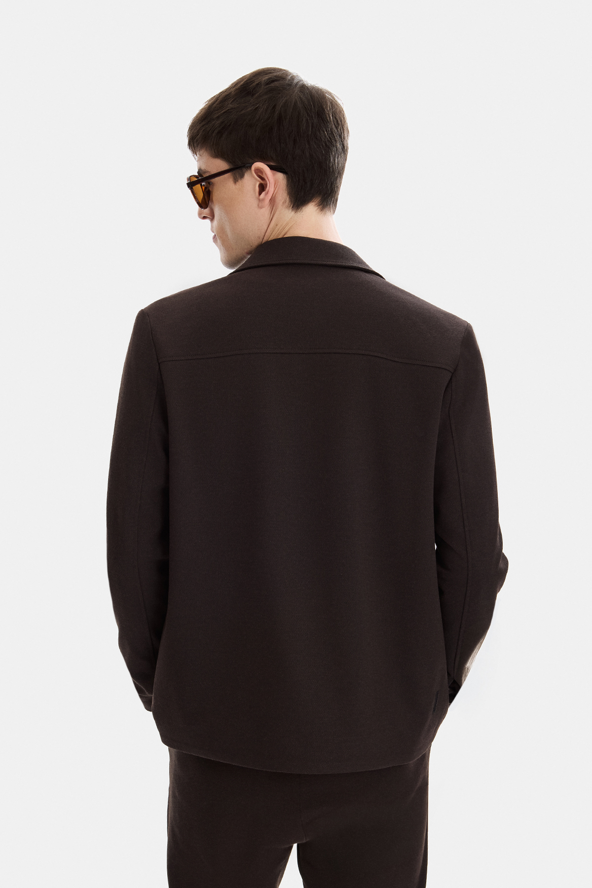 Kahve Regular Fit Jakarlı Diagonel Mont