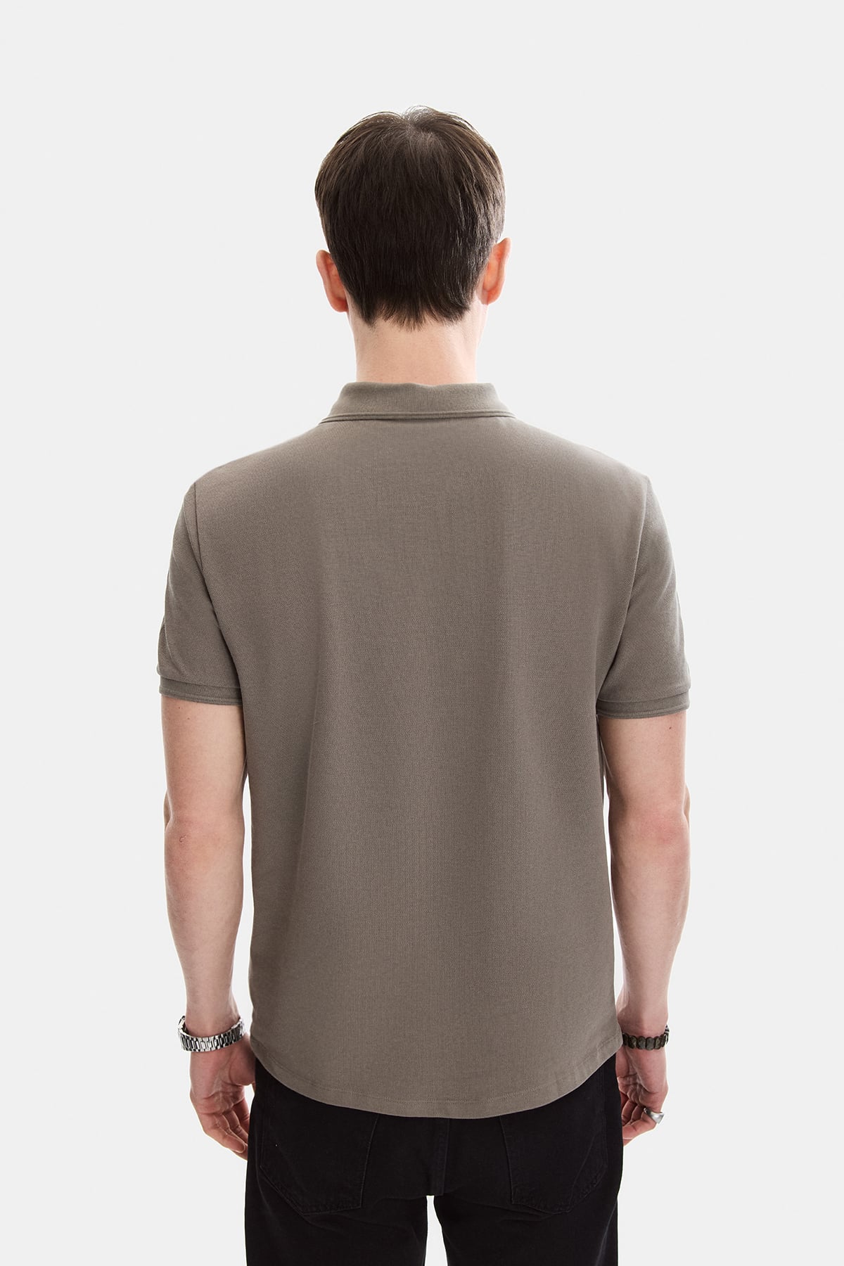 Koyu Vizon Regular Fit Polo Yaka Örme Tişört