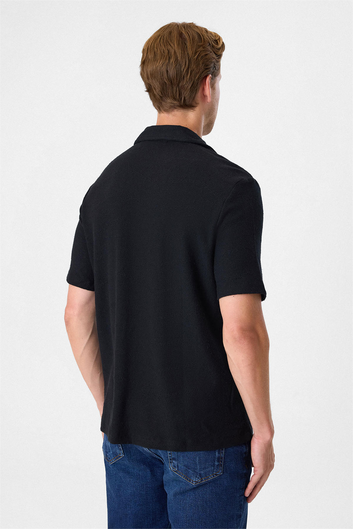 Küba Yaka Relaxed Fit Küba Yaka Örme Gömlek