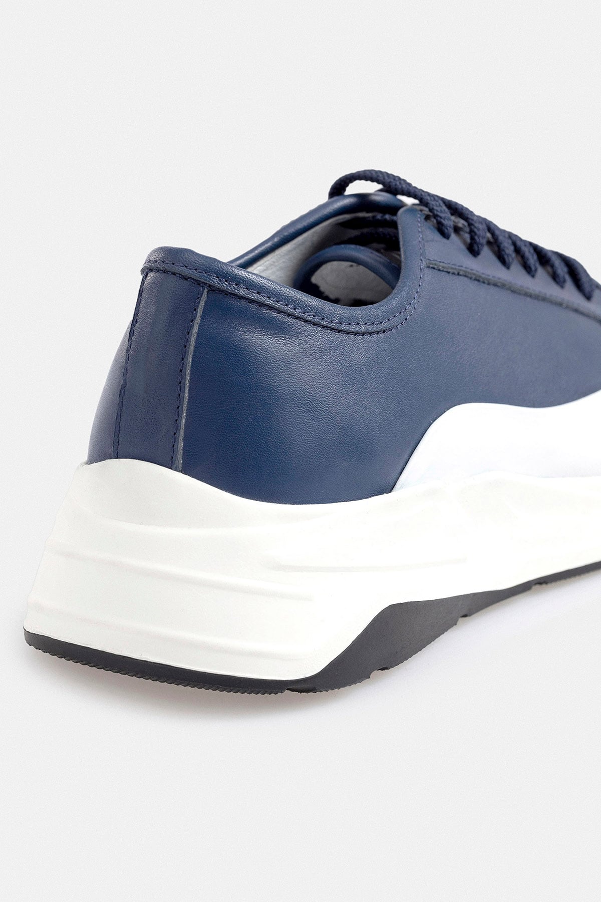 Lacivert Beyaz Deri Sneaker Ayakkabı