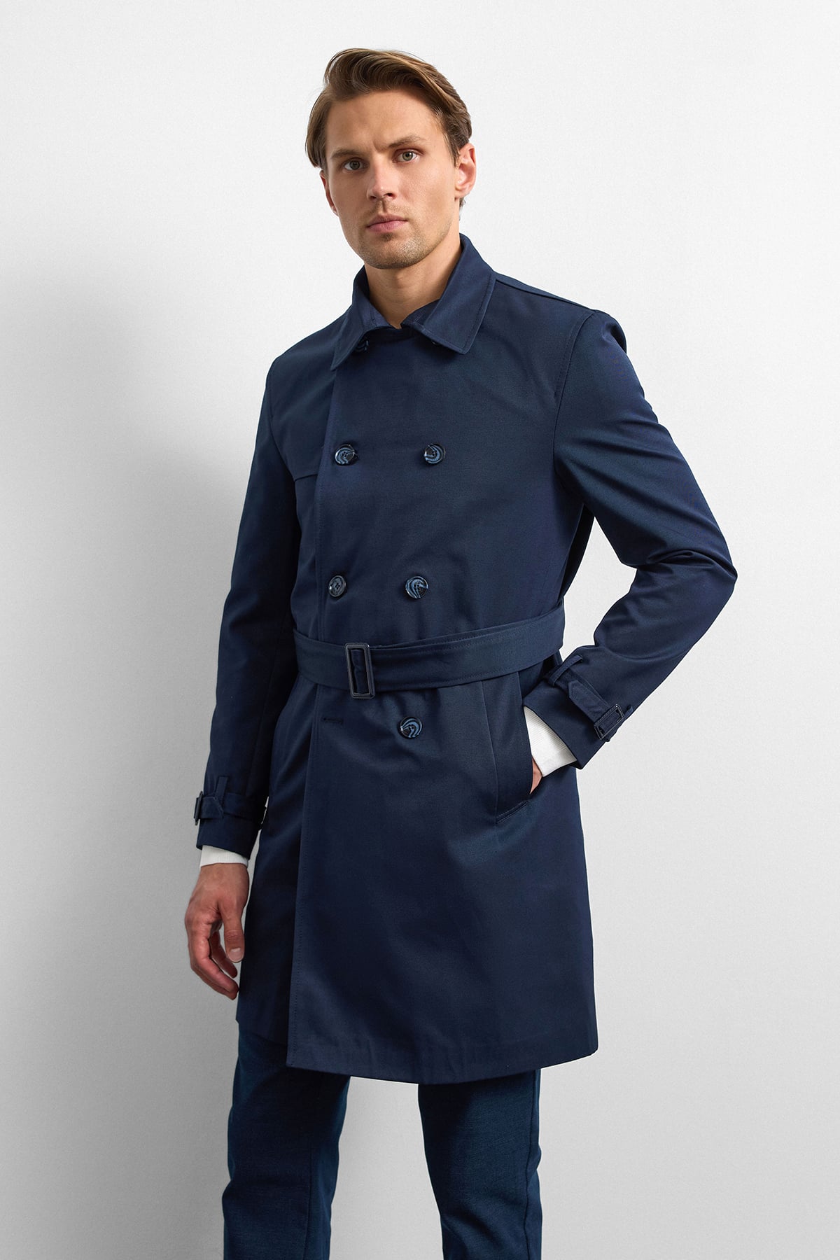 Lacivert Casual Trençkot