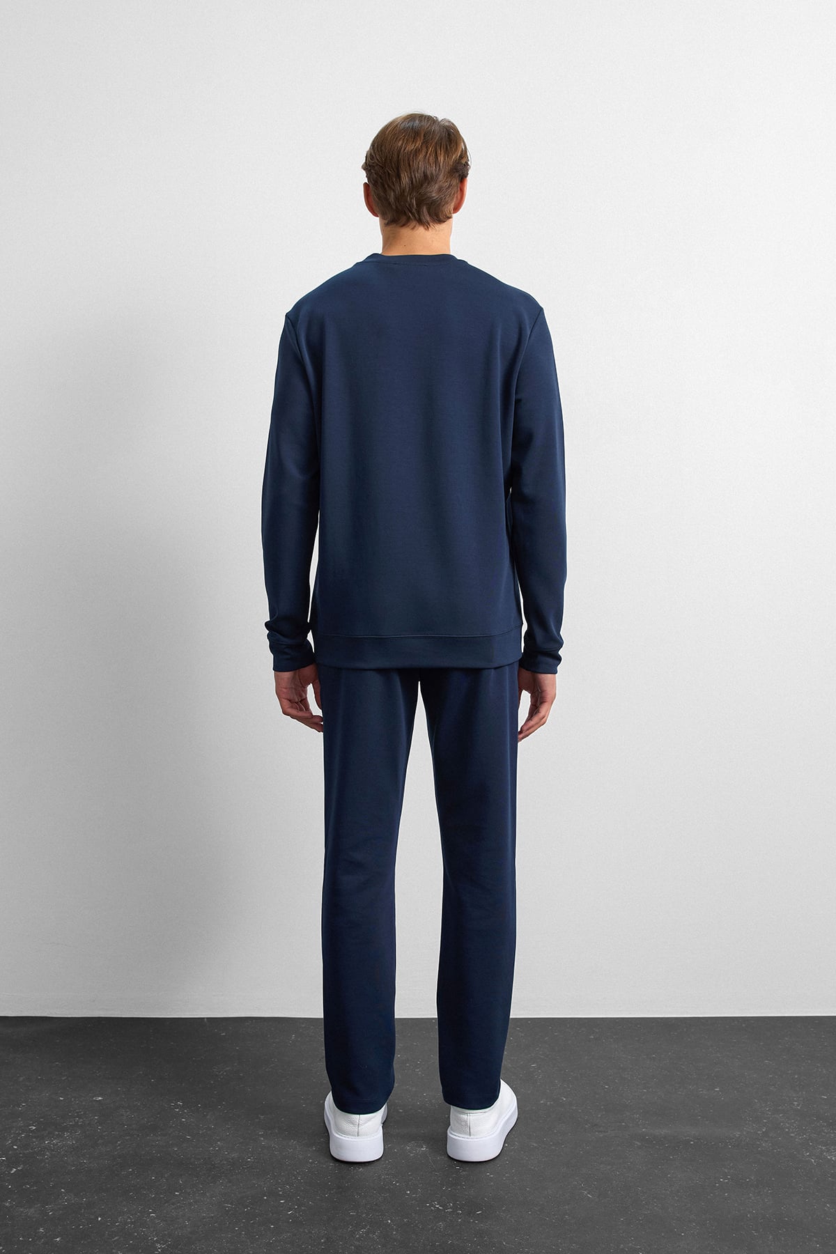 Lacivert Regular Fit Bisiklet Yaka Sweatshirt