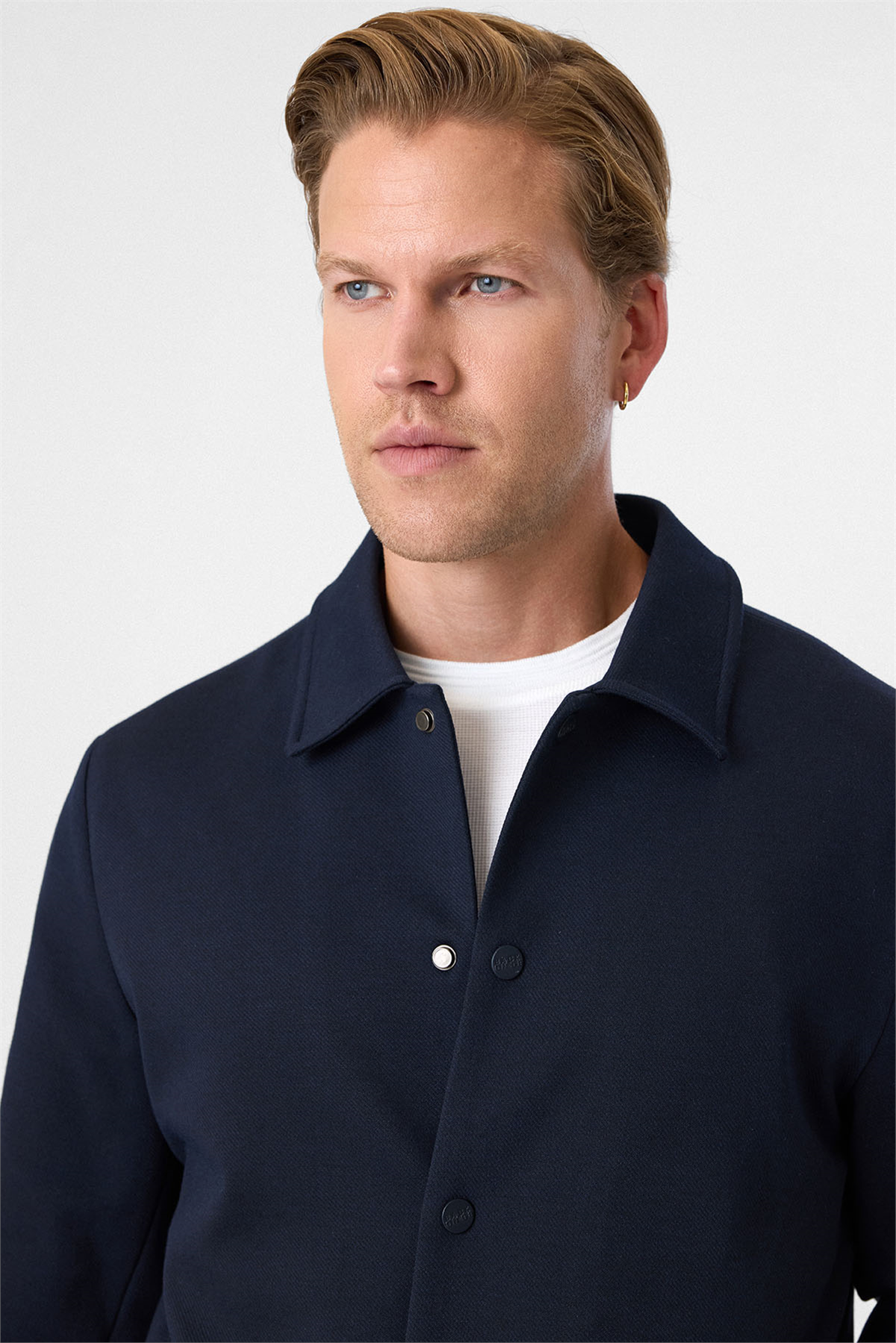 Lacivert Regular Fit Diagonel Örme Mont