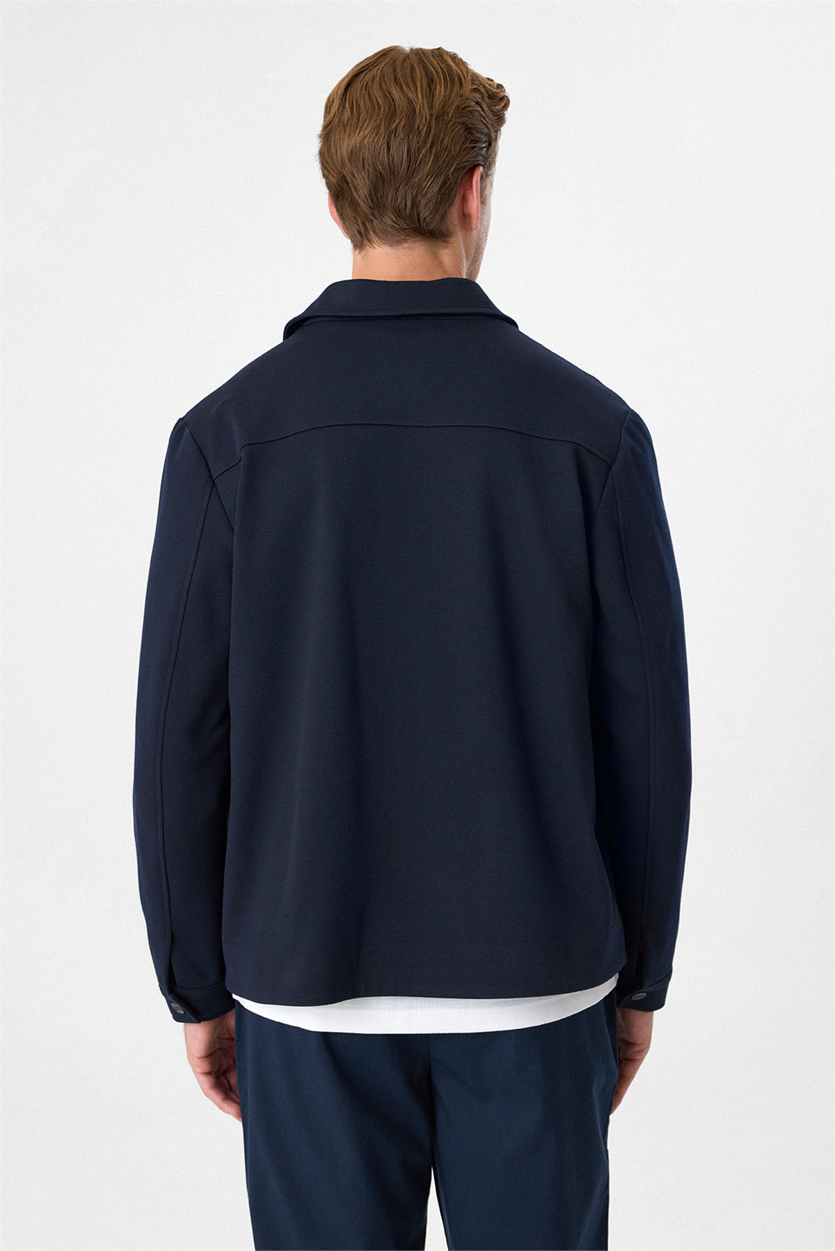 Lacivert Regular Fit Diagonel Örme Mont