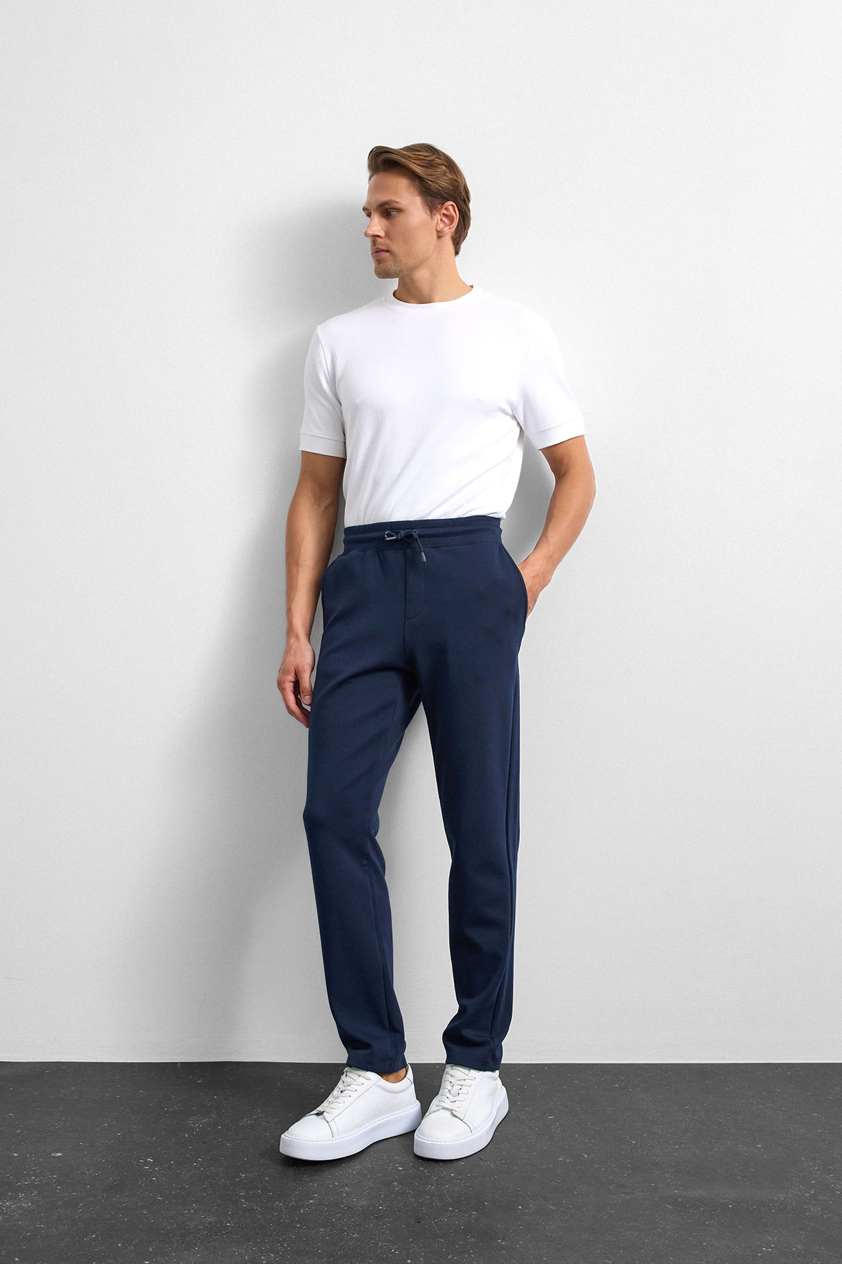 Lacivert Regular Fit Düz Paça Jogger Pantolon