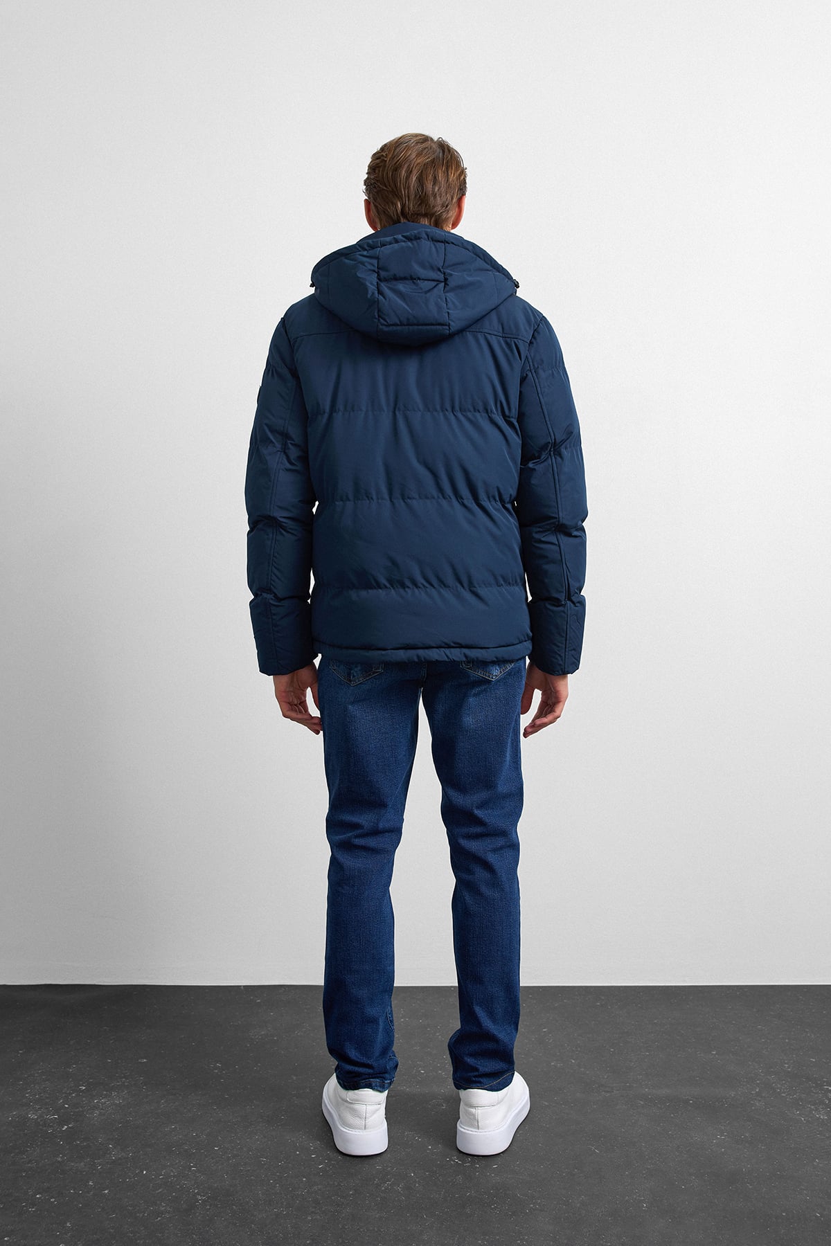 Lacivert Relaxed Fit Puffer Mont