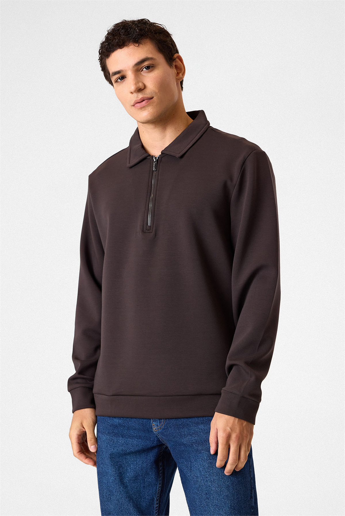 POLO YAKA YARIM FERMUARLI SWEAT