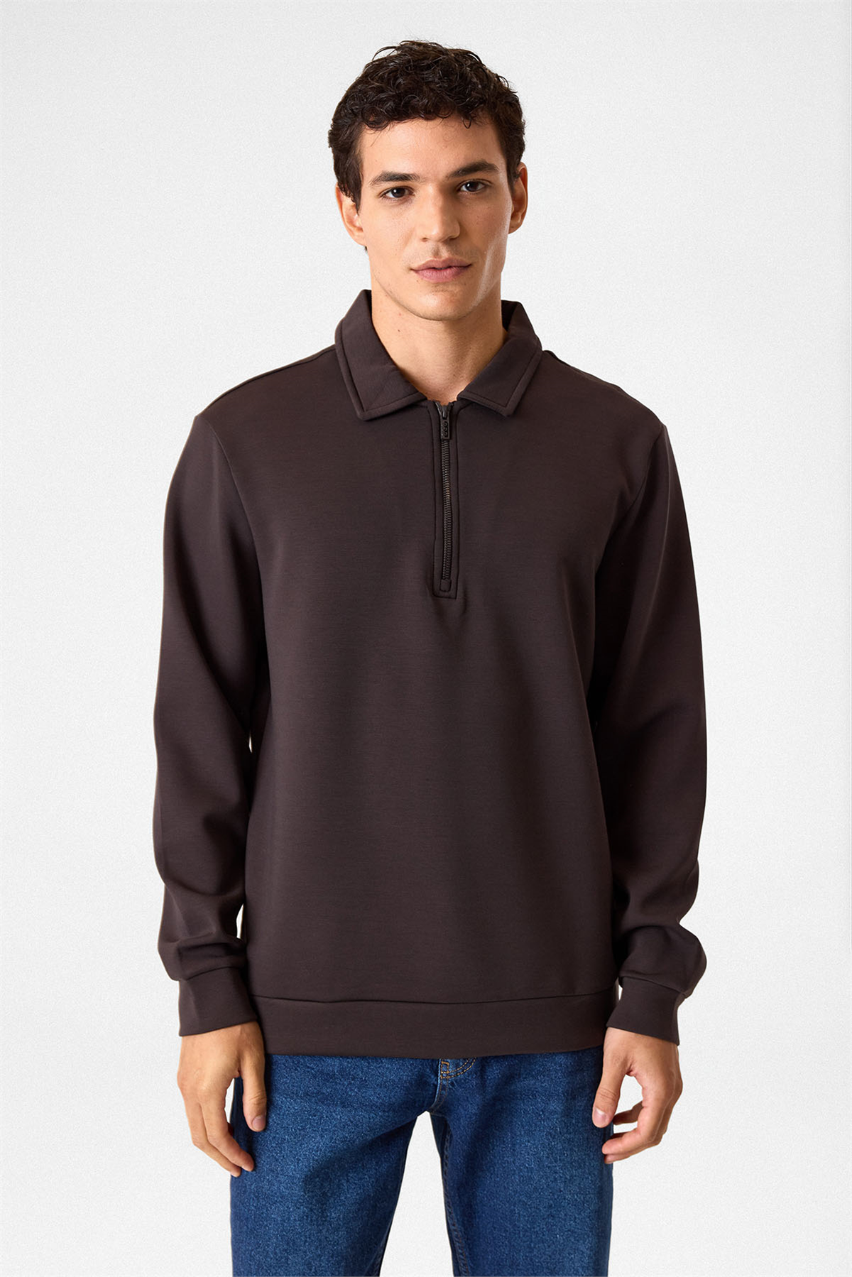 POLO YAKA YARIM FERMUARLI SWEAT