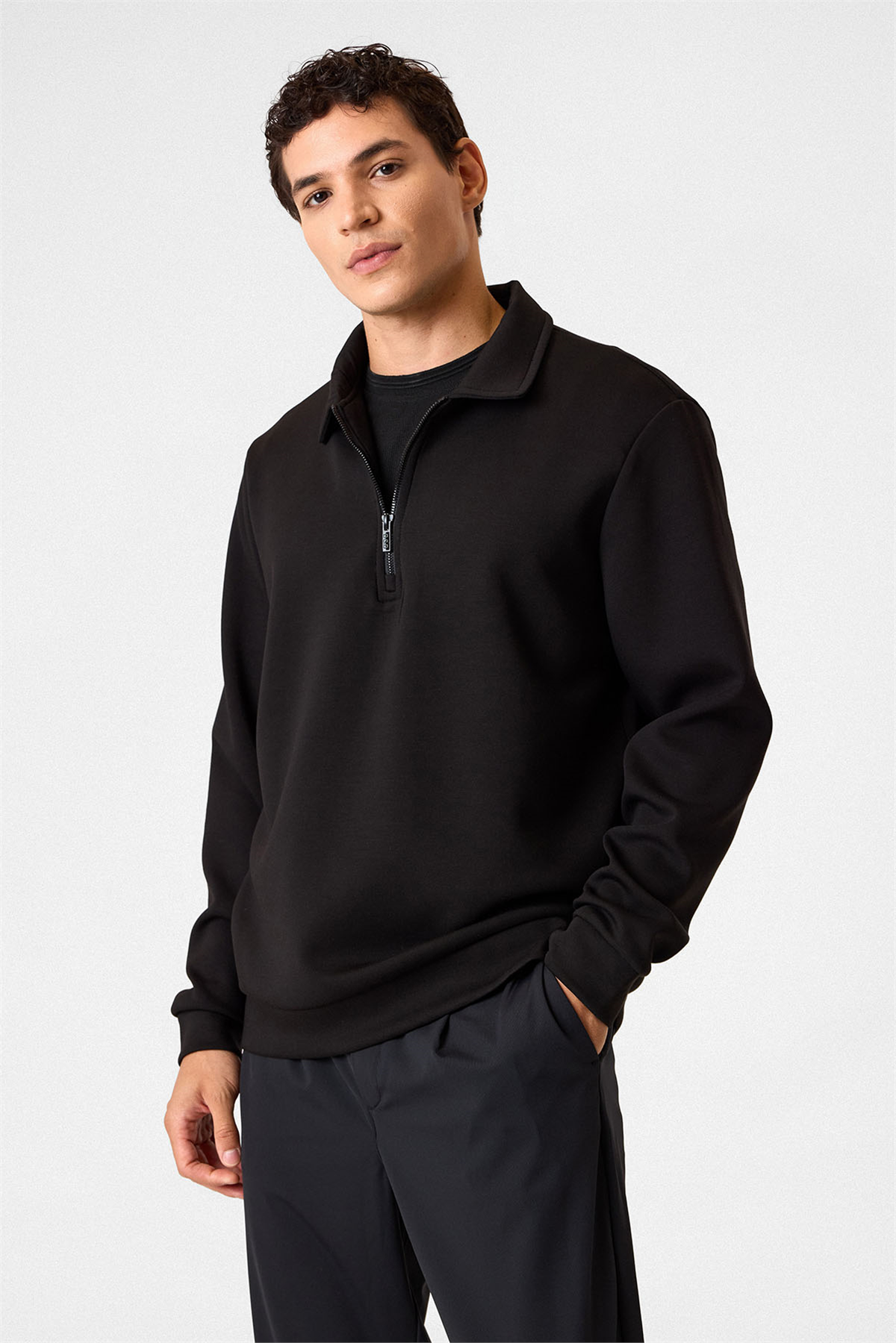 POLO YAKA YARIM FGERMUARLI SWEAT