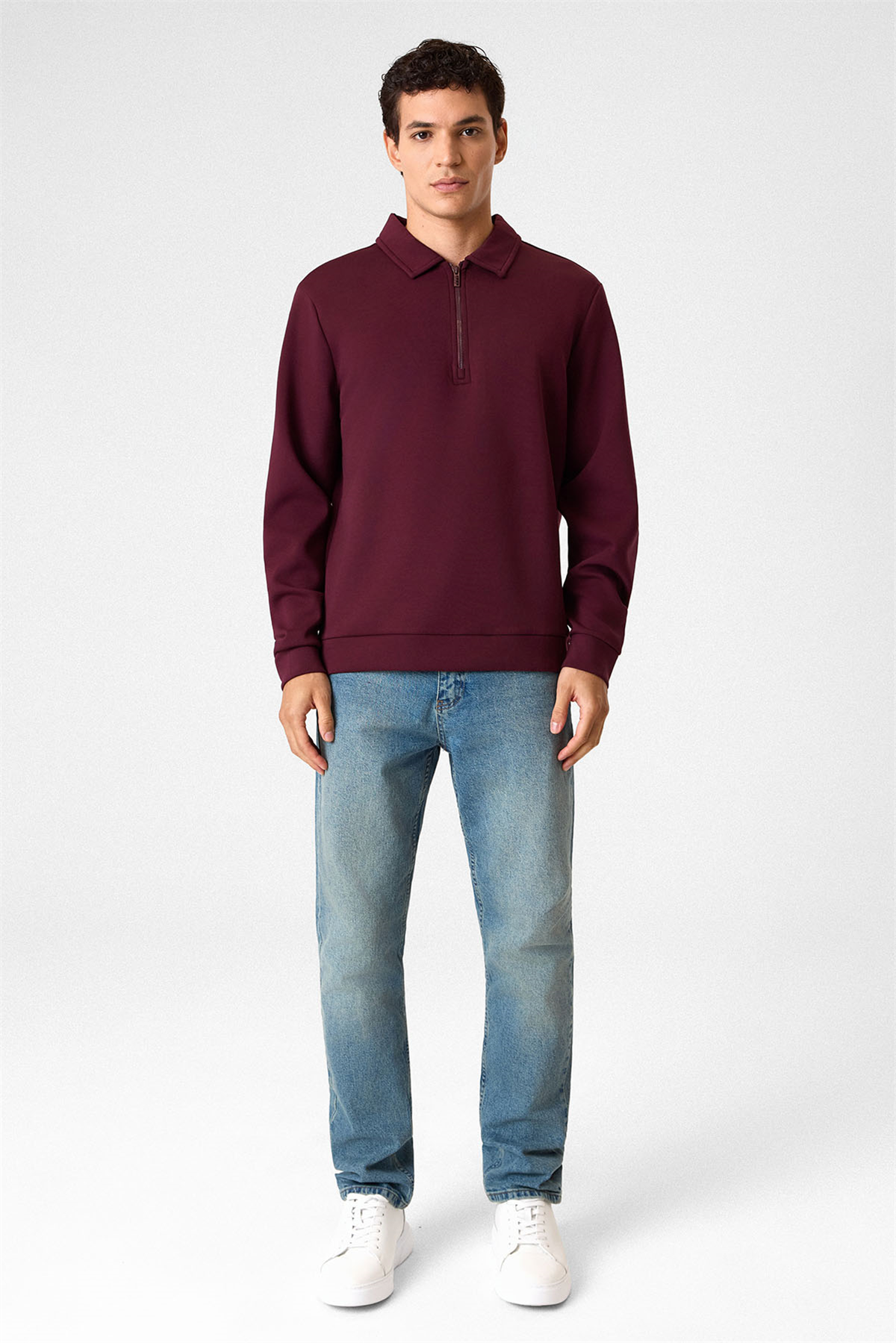 POLO YAKA YARIM FGERMUARLI SWEAT