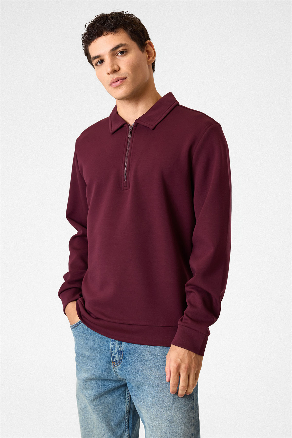 POLO YAKA YARIM FGERMUARLI SWEAT