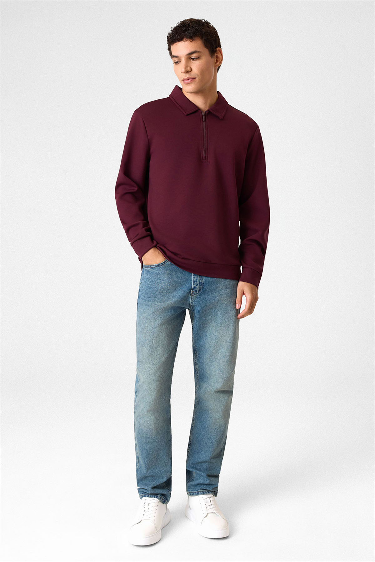 POLO YAKA YARIM FGERMUARLI SWEAT