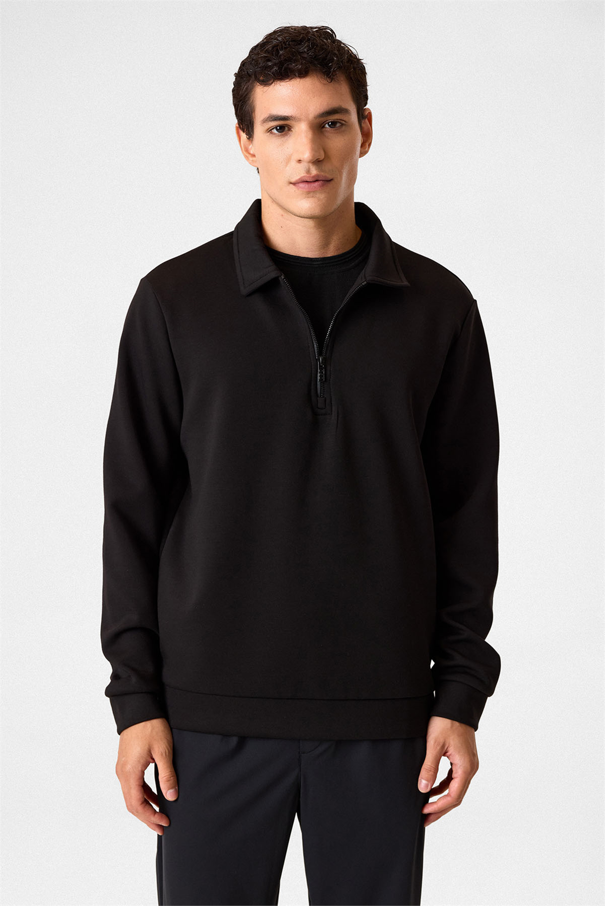 POLO YAKA YARIM FGERMUARLI SWEAT