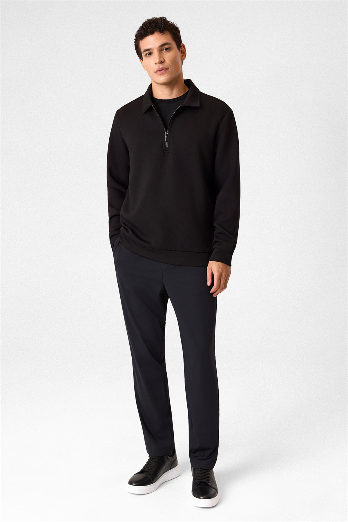 POLO YAKA YARIM FGERMUARLI SWEAT