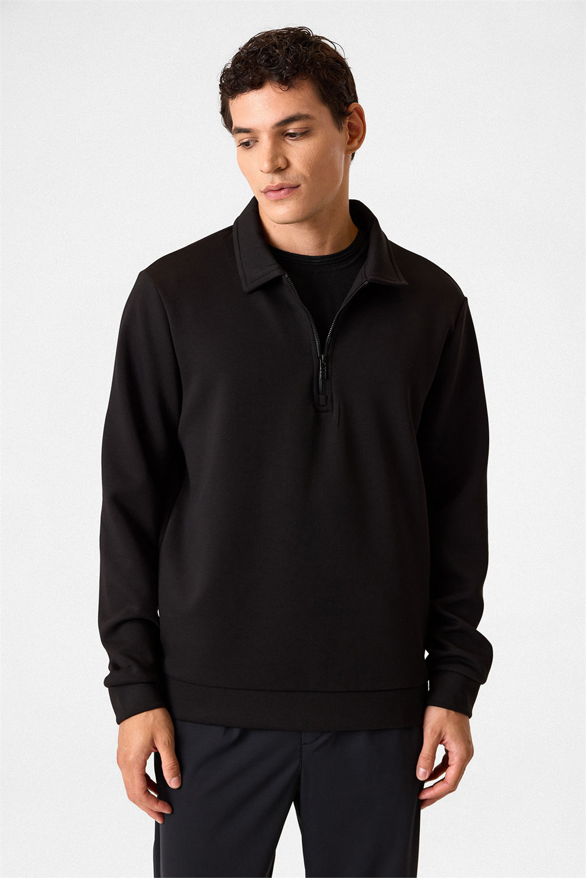 POLO YAKA YARIM FGERMUARLI SWEAT