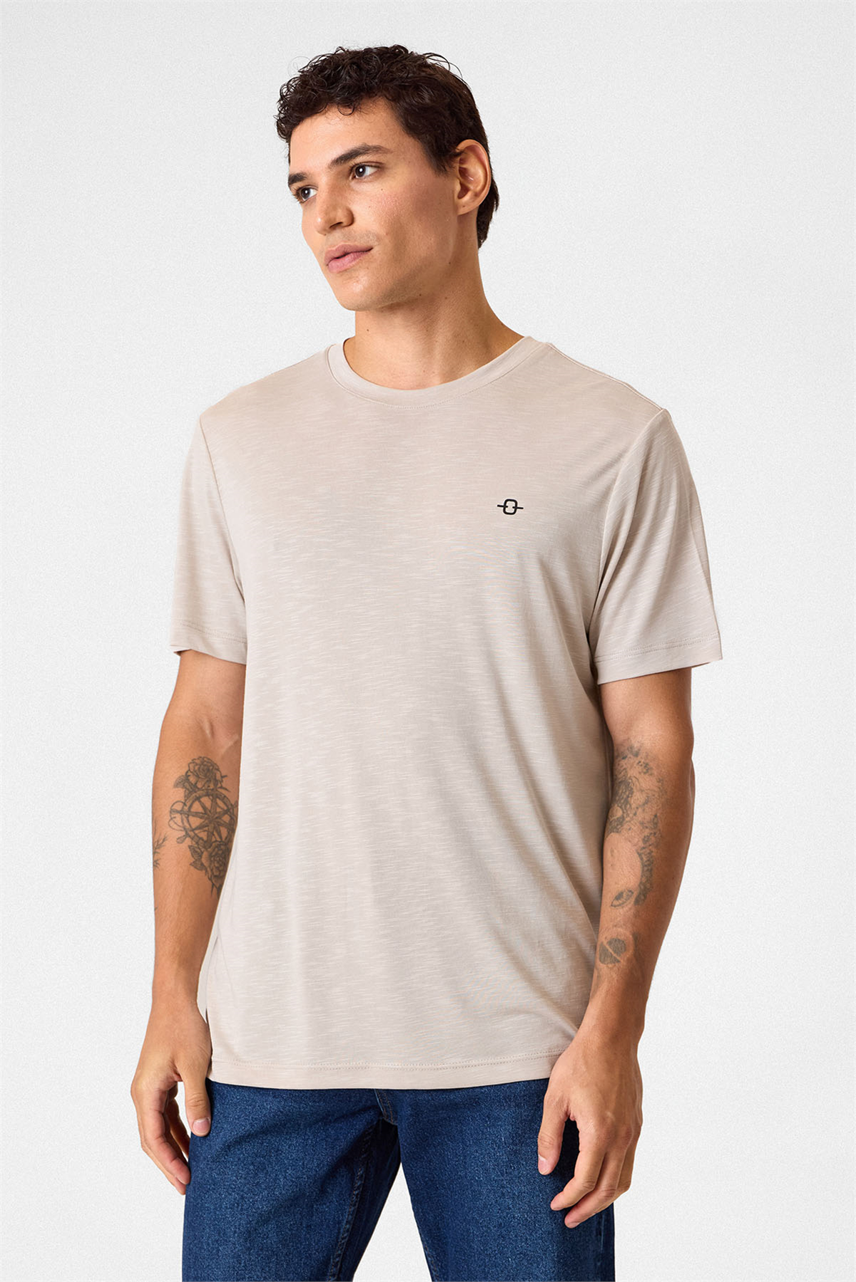 Regular Fit Basic  Bej Tişört