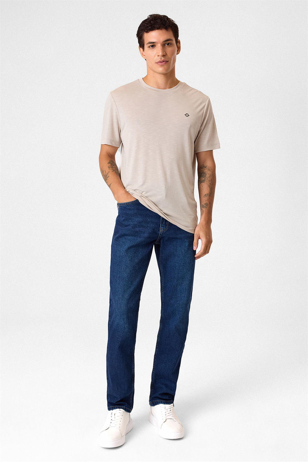 Regular Fit Basic  Bej Tişört