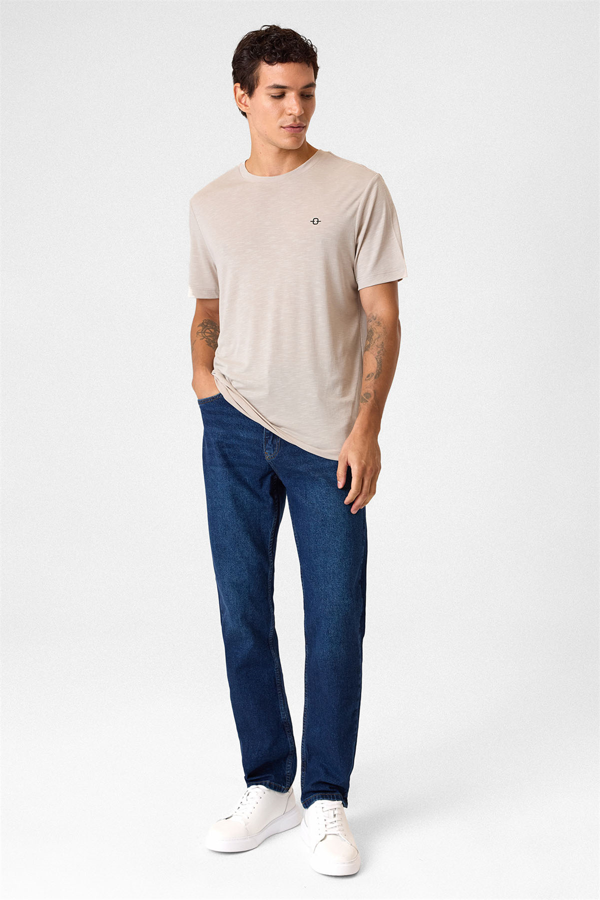 Regular Fit Basic  Bej Tişört