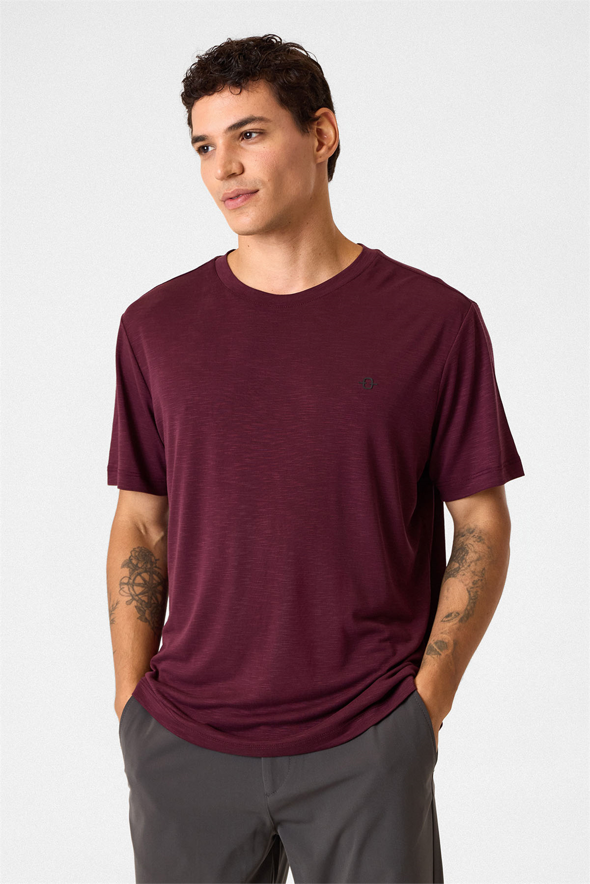 Regular Fit Basic Bordo Tişört