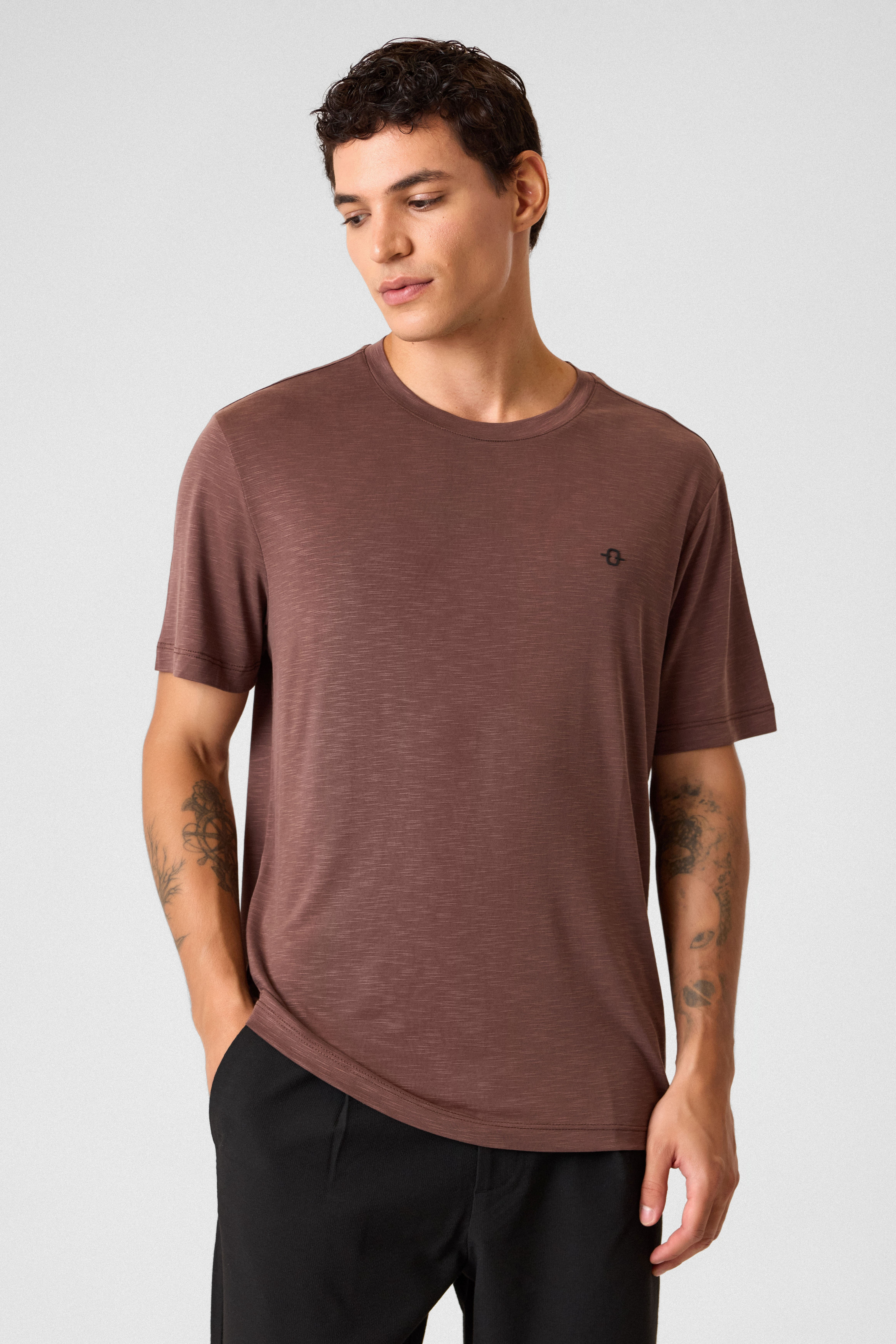 Regular Fit Basic Kahve Tişört