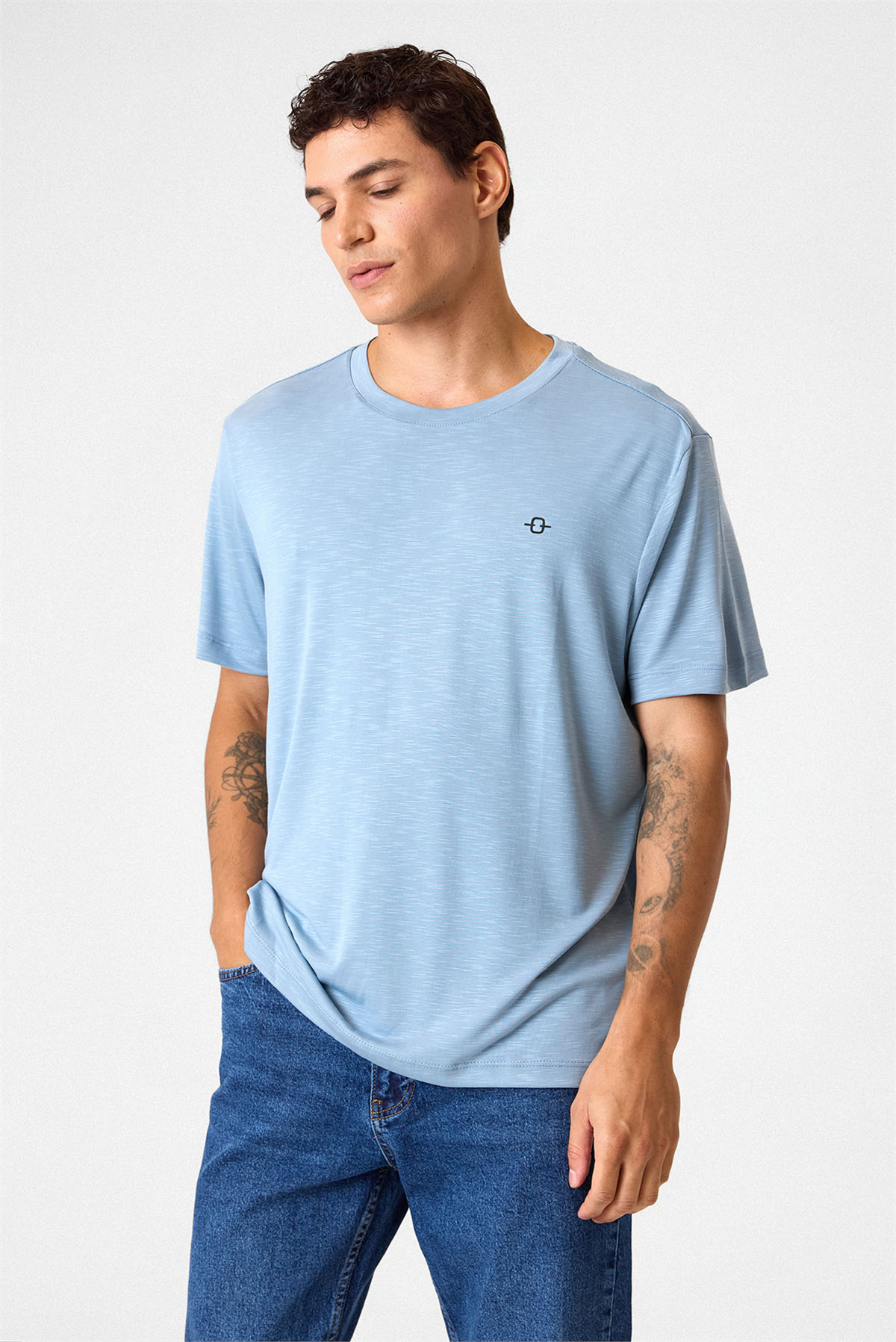 Regular Fit Basic Mavi Tişört