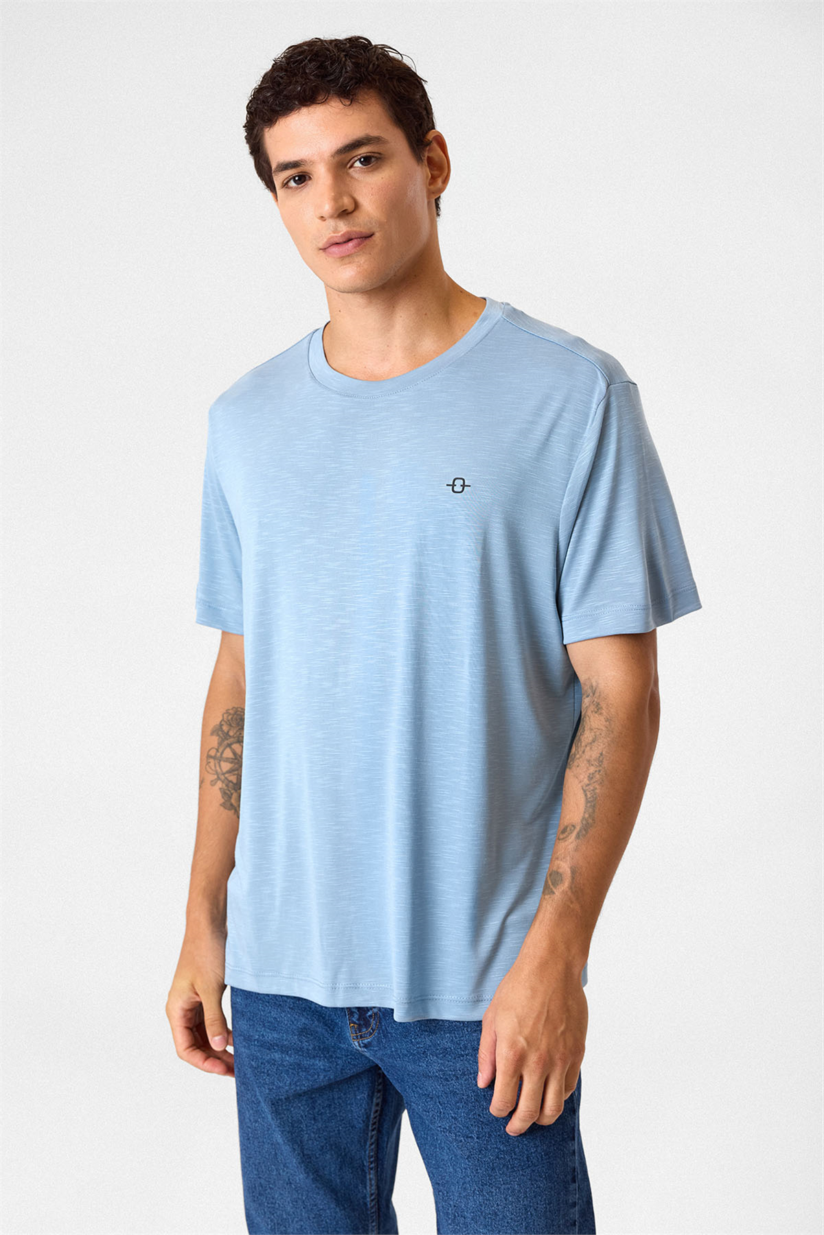 Regular Fit Basic Mavi Tişört