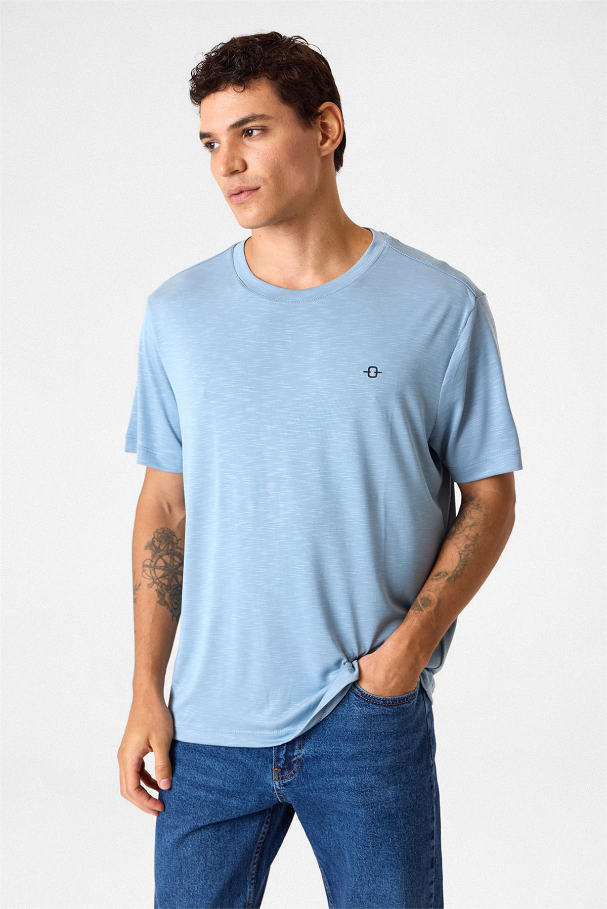 Regular Fit Basic Mavi Tişört