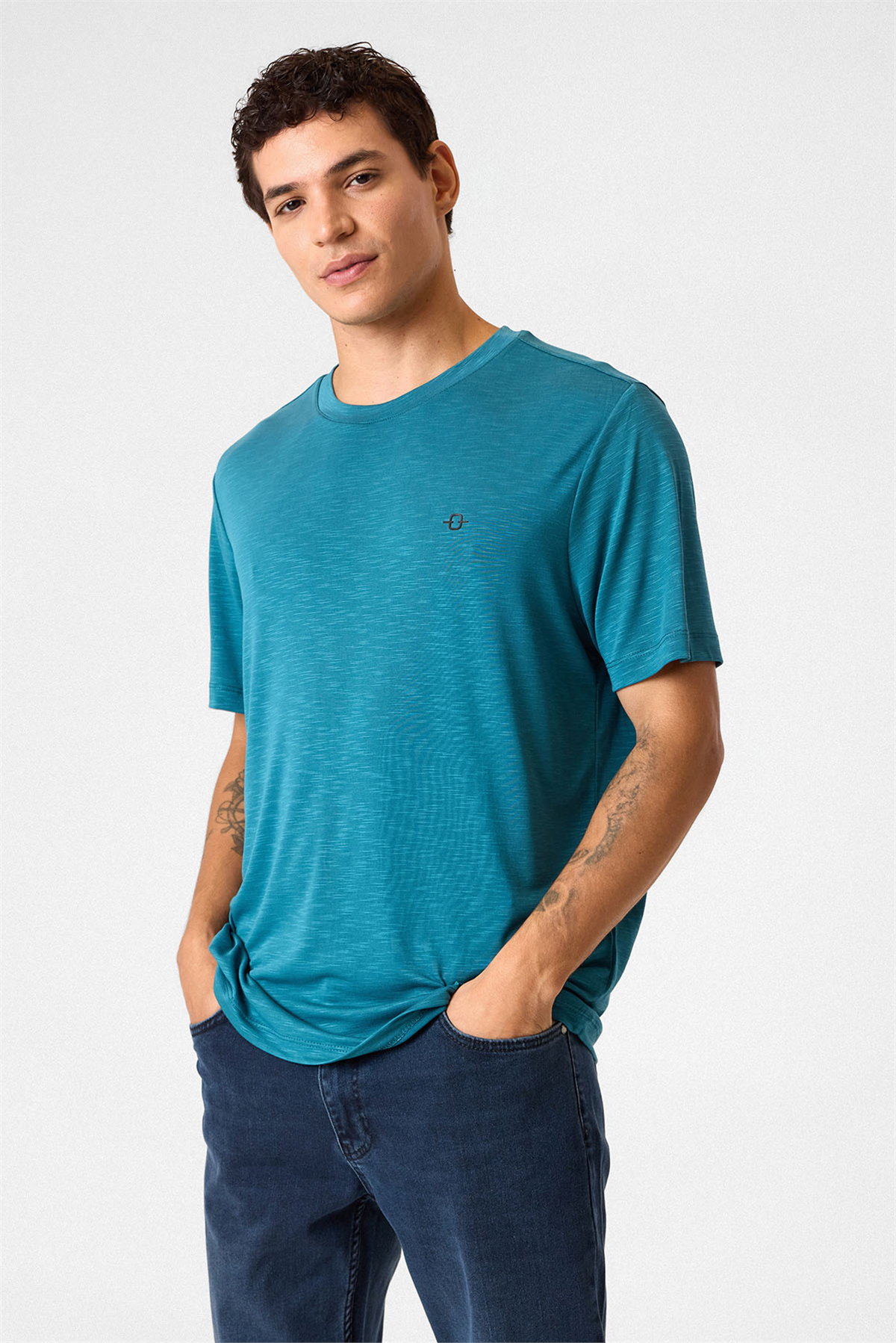 Regular Fit Basic Petrol Tişört
