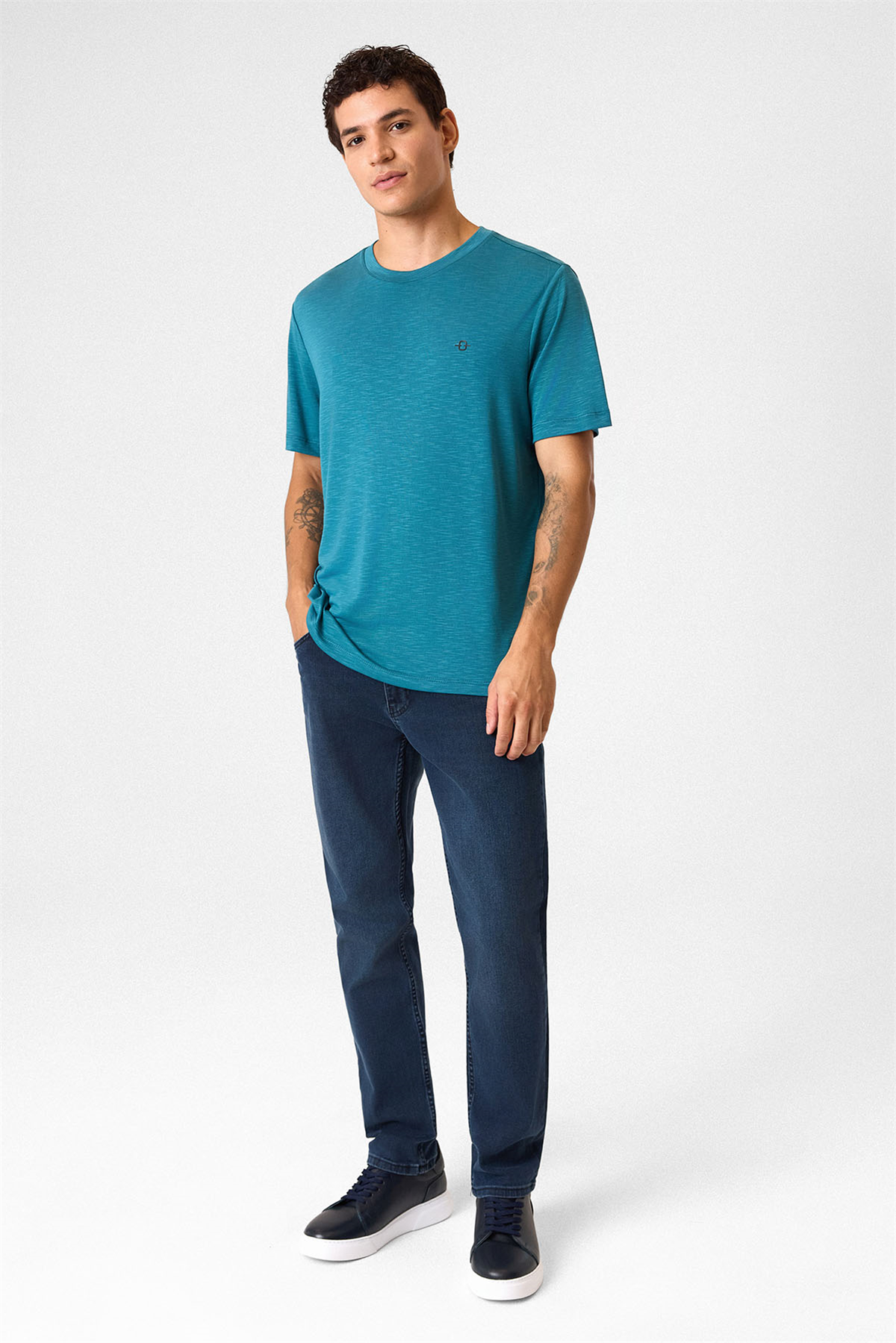 Regular Fit Basic Petrol Tişört