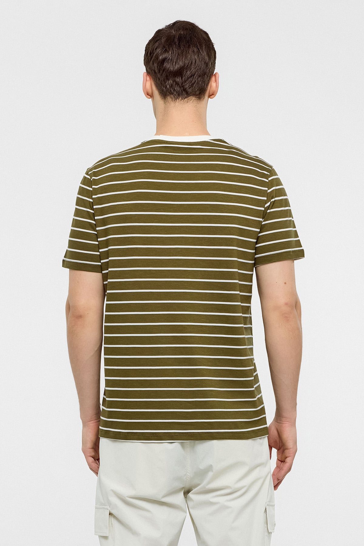 REGULAR FIT BİSİKLET YAKA ÇİZGİLİ ÖRME T-SHIRT