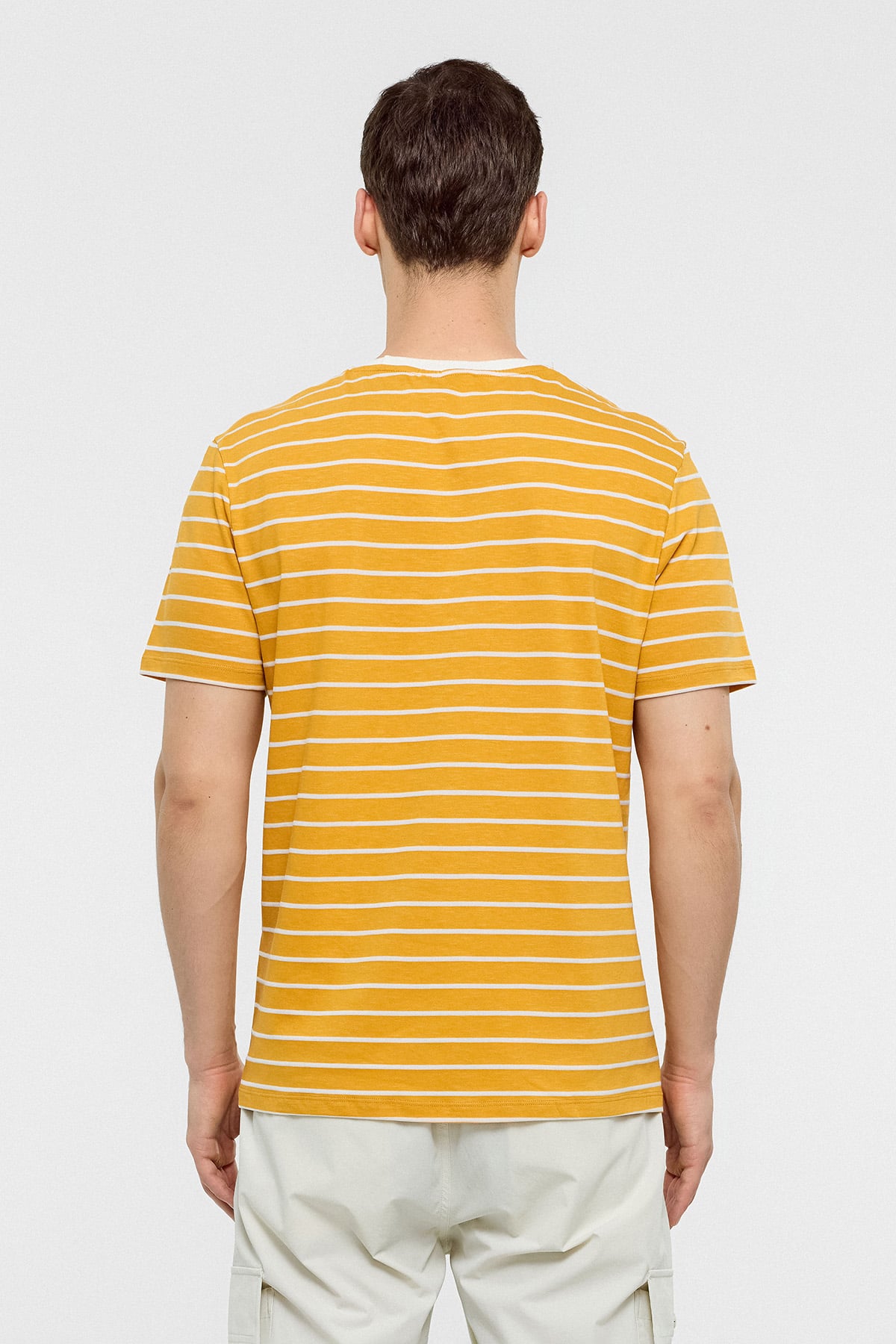 REGULAR FIT BİSİKLET YAKA ÇİZGİLİ ÖRME T-SHIRT