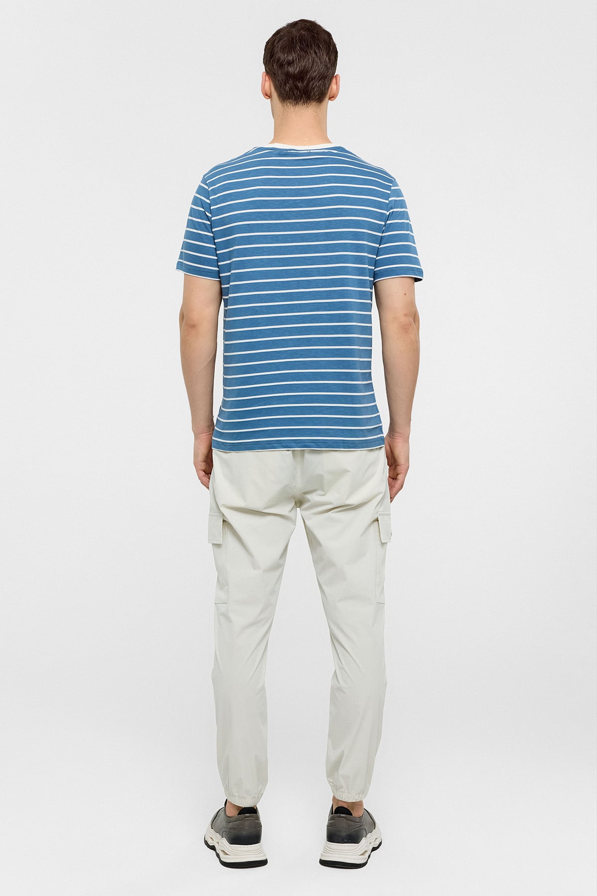 REGULAR FIT BİSİKLET YAKA ÇİZGİLİ ÖRME T-SHIRT