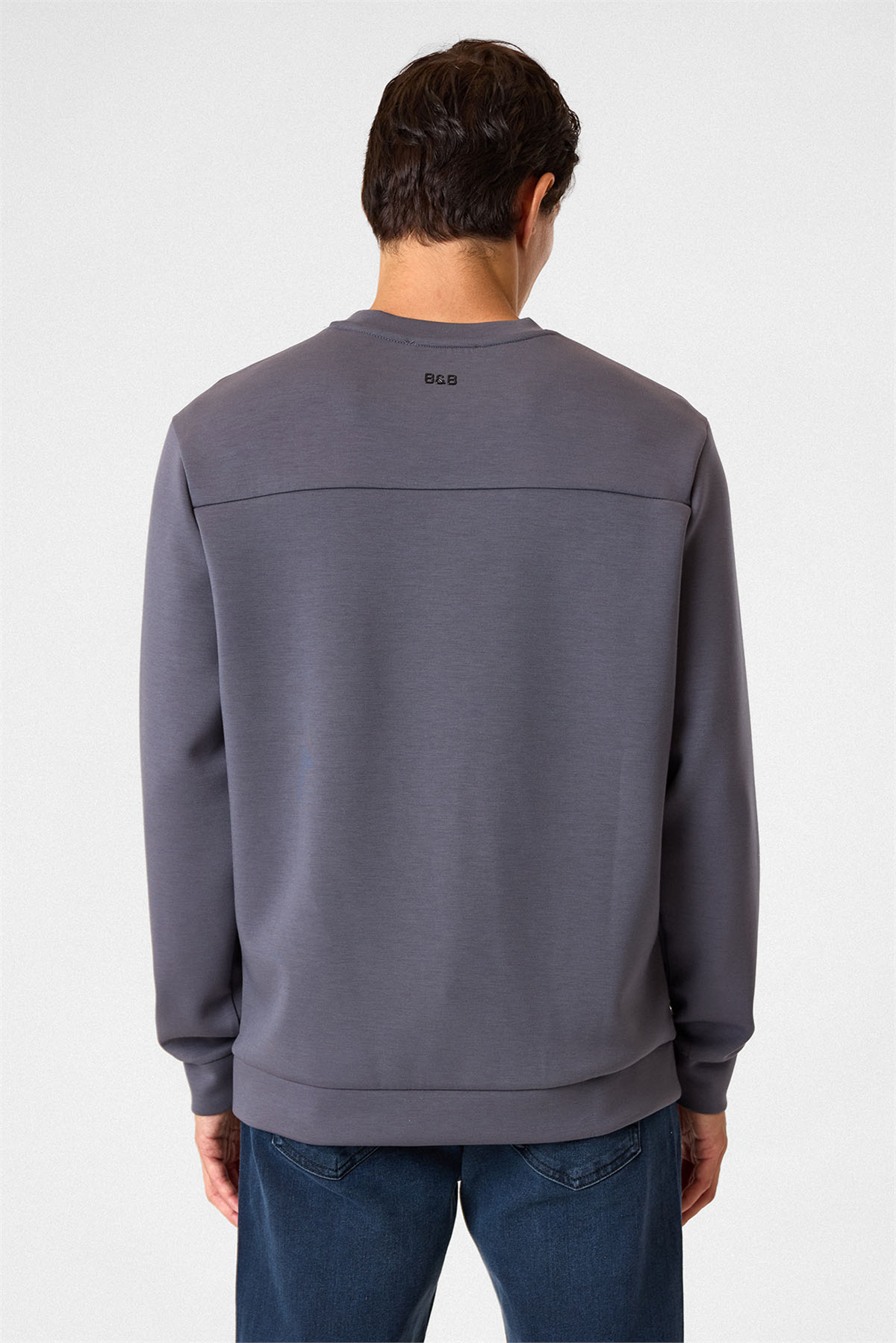 Regular Fit Bisiklet Yaka Gri Sweatshirt