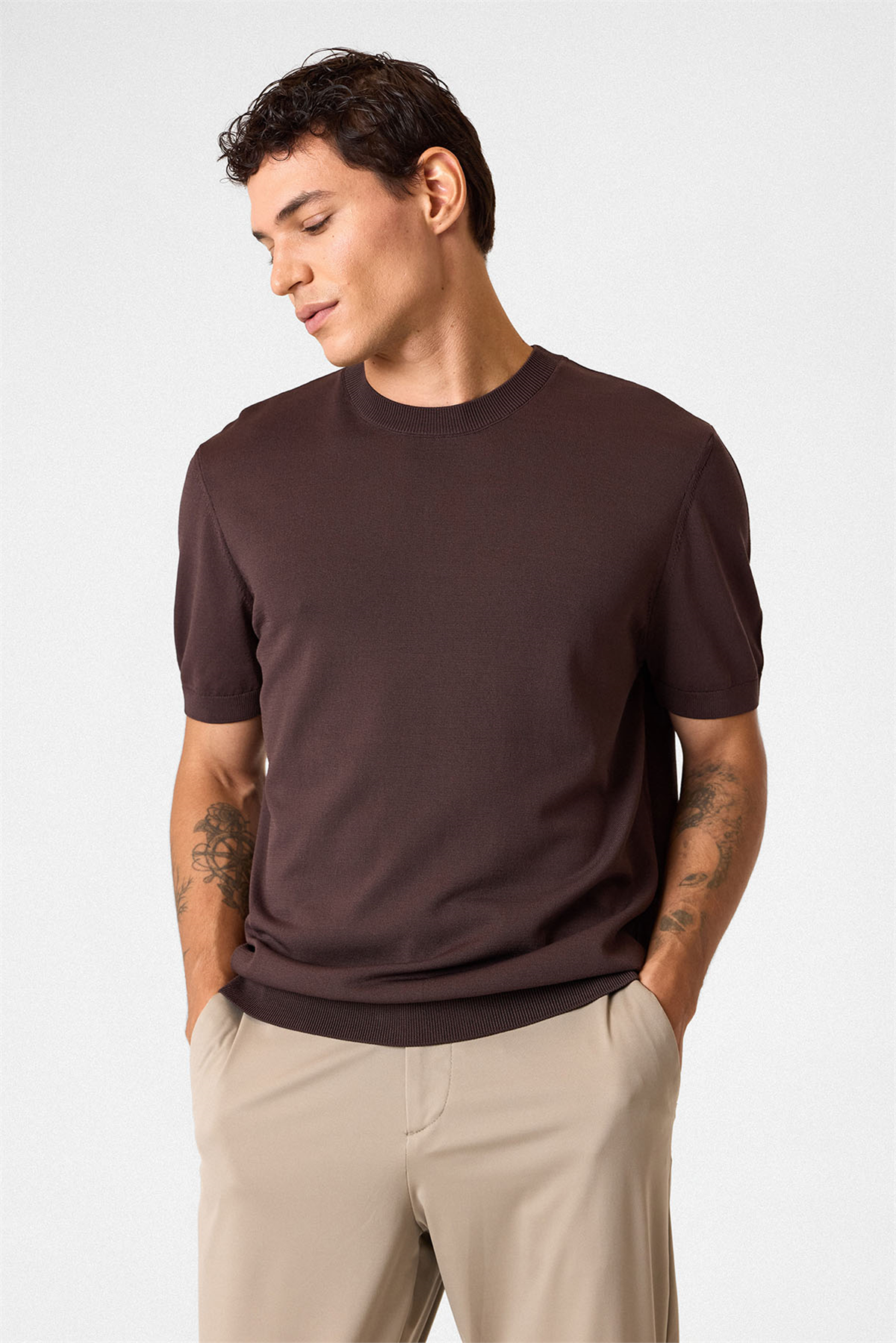 REGULAR FIT BİSİKLET YAKA TRİKO TSHIRT