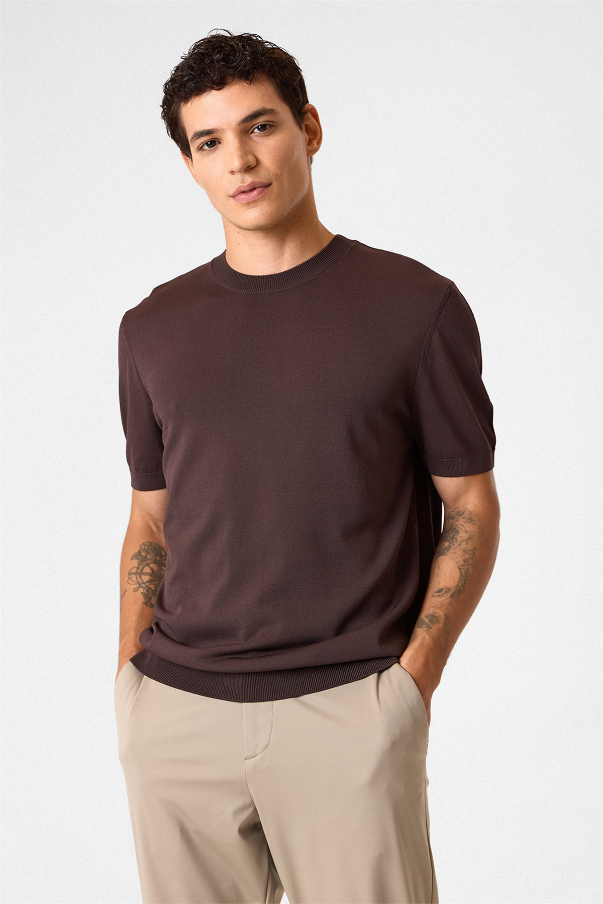 REGULAR FIT BİSİKLET YAKA TRİKO TSHIRT