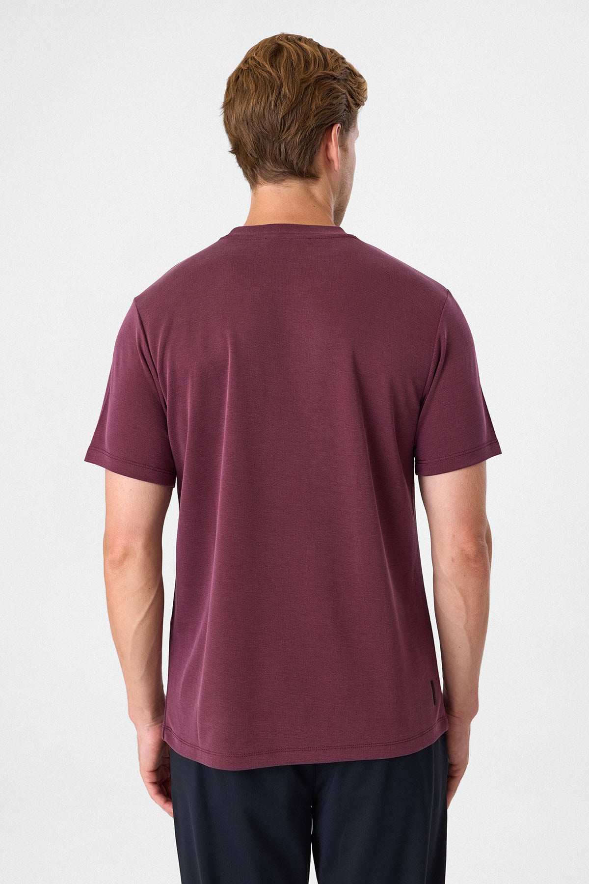 Regular Fit Bordo Bisiklet Yaka Tişört
