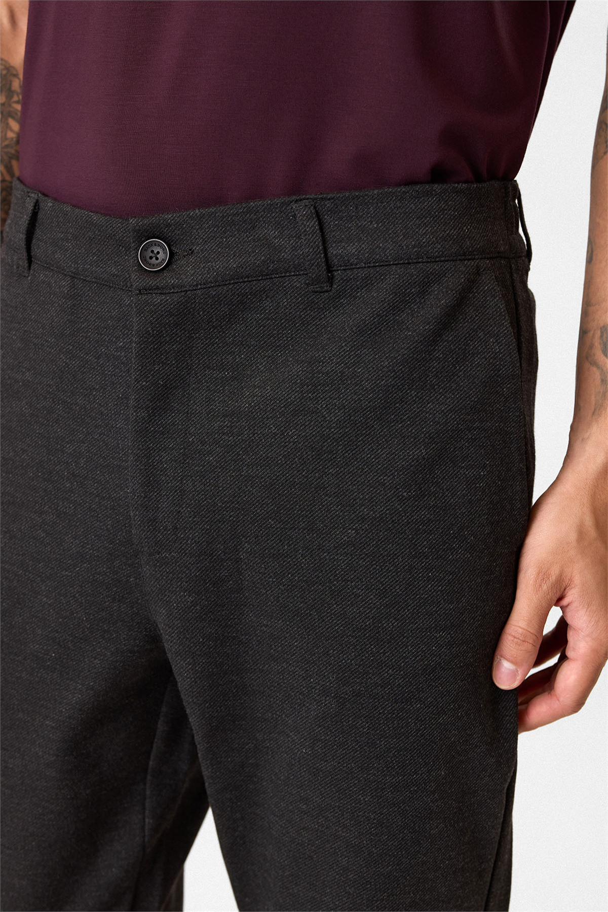 Regular Fit Diagonel Antrasit Jogger Pantolon