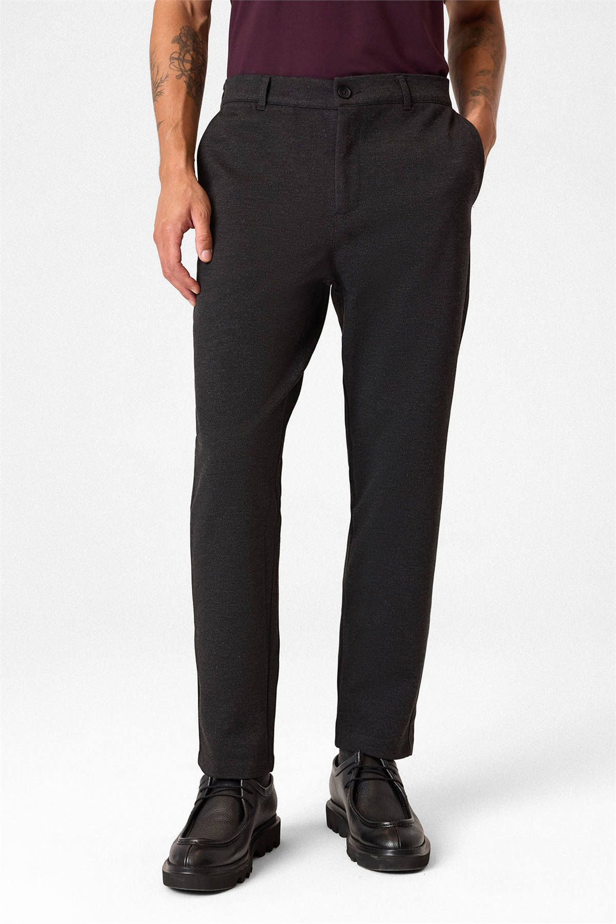 Regular Fit Diagonel Antrasit Jogger Pantolon