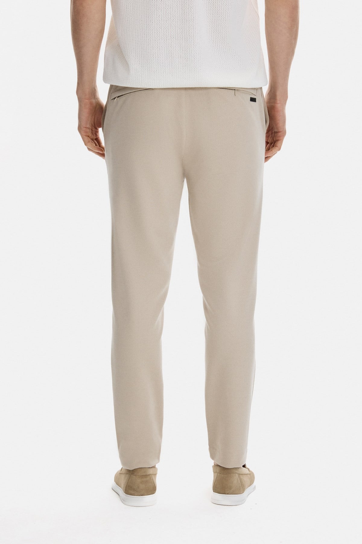 REGULAR FIT DIAGONEL JAKARLI ÖRME PANTOLON