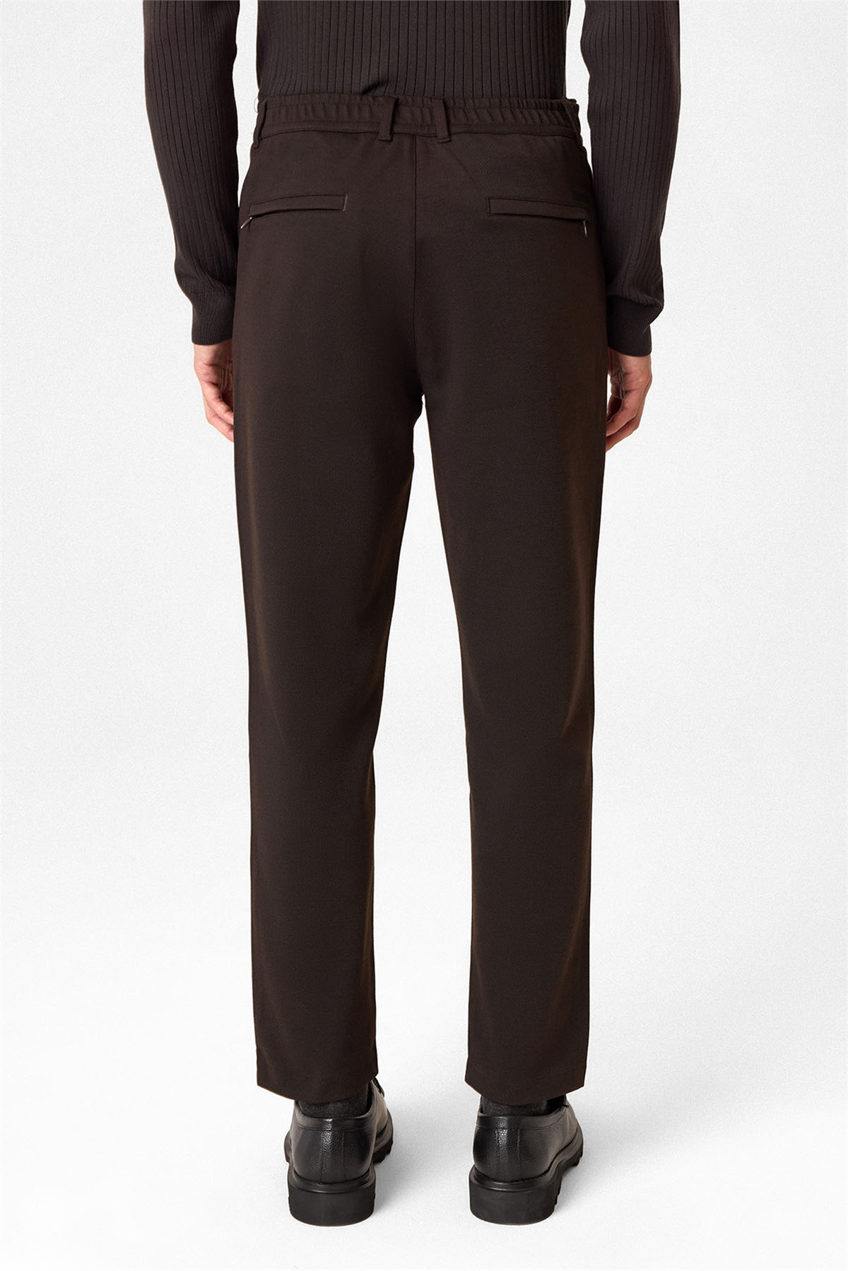 Regular Fit Diagonel Kahve Jogger Pantolon