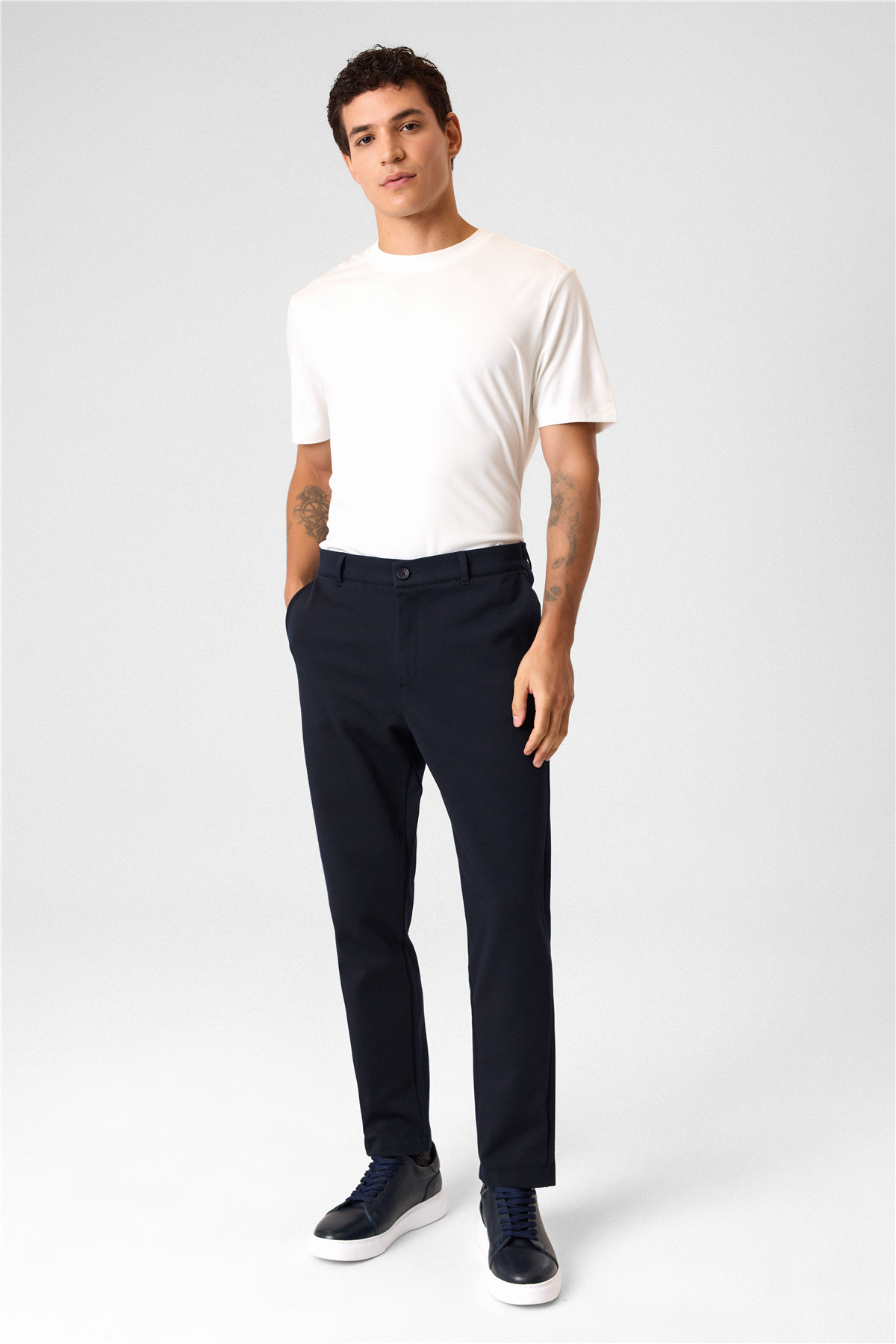 Regular Fit Diagonel Lacivert Jogger Pantolon
